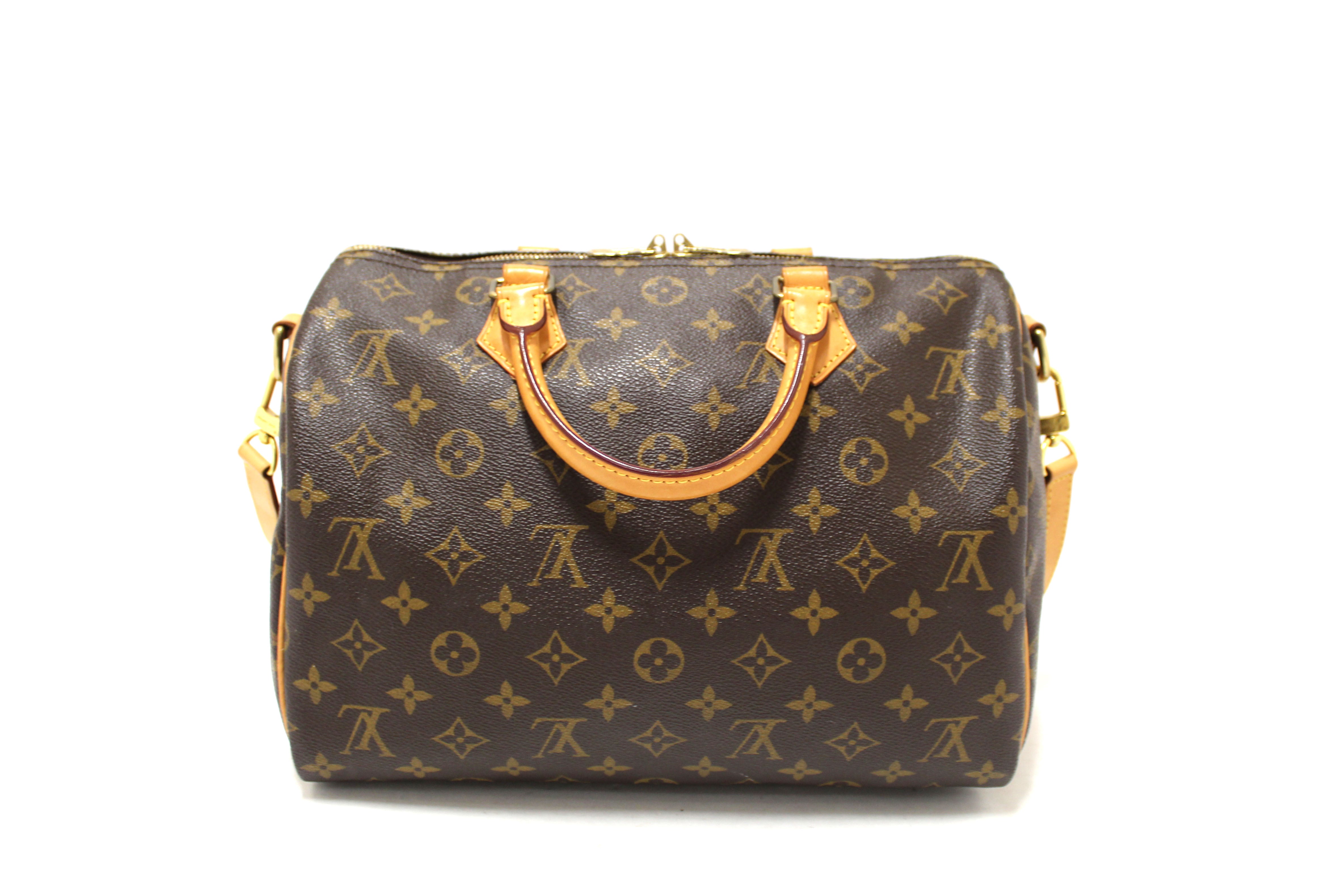 Authentic Louis Vuitton Classic Monogram Speedy 30 Bandouliere Bag