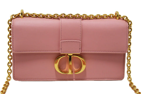 Authentic Christian Dior Pink Calfskin Leather 30 Montaigne East-West Bag with Chain