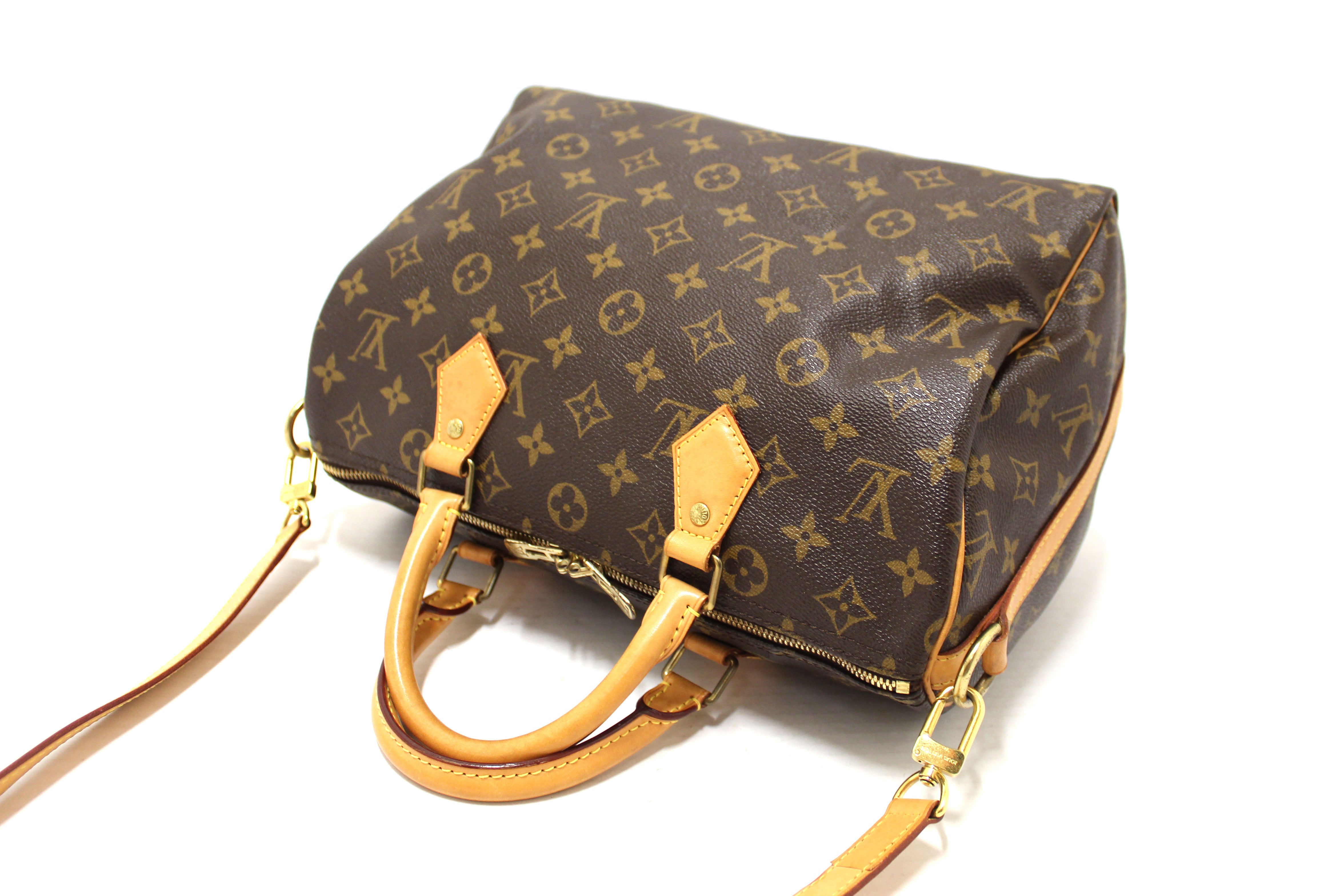 Authentic Louis Vuitton Classic Monogram Speedy 30 Bandouliere Bag