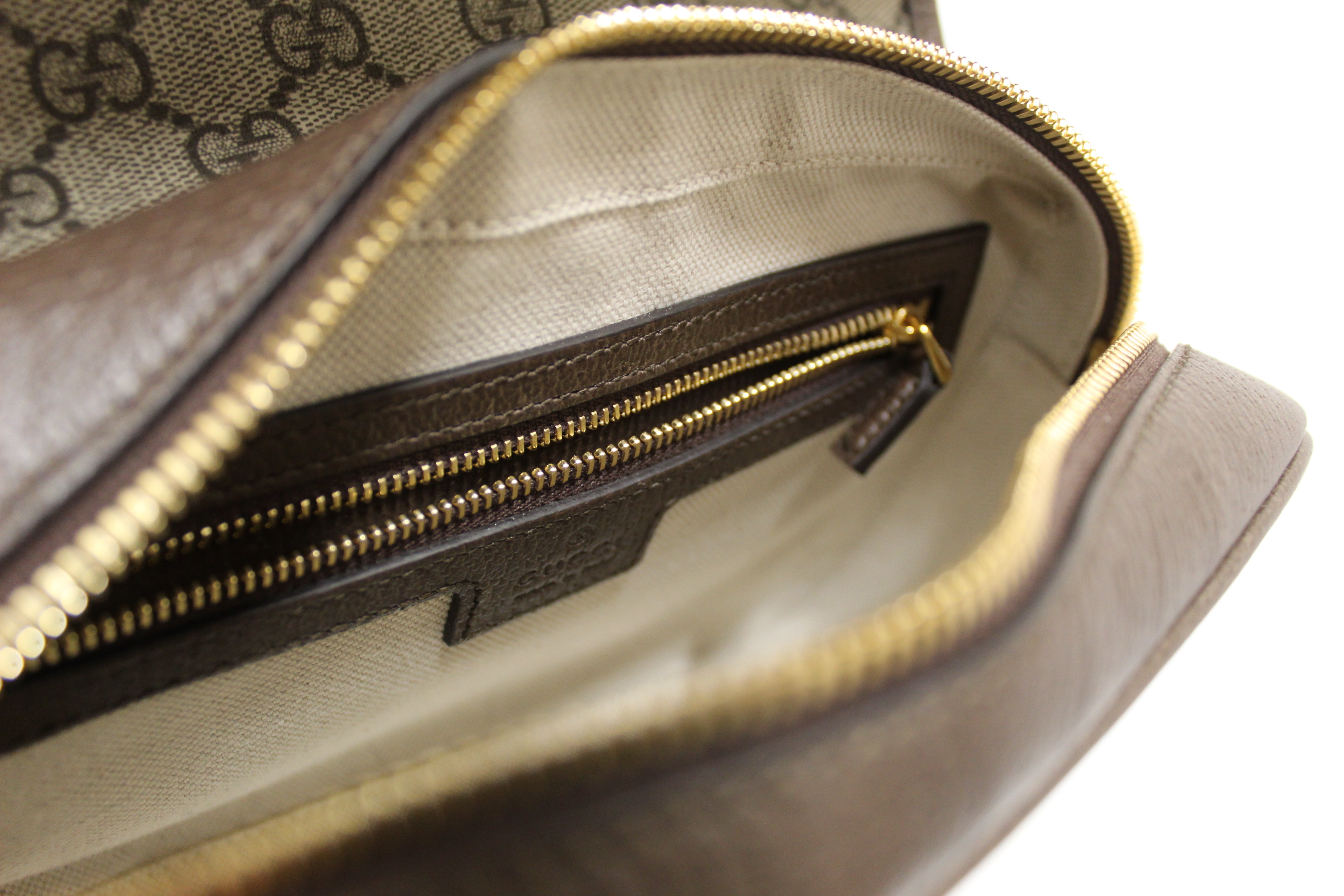 Authentic Gucci Brown GG Supreme Ophidia Small Flap Shoulder Bag 722117