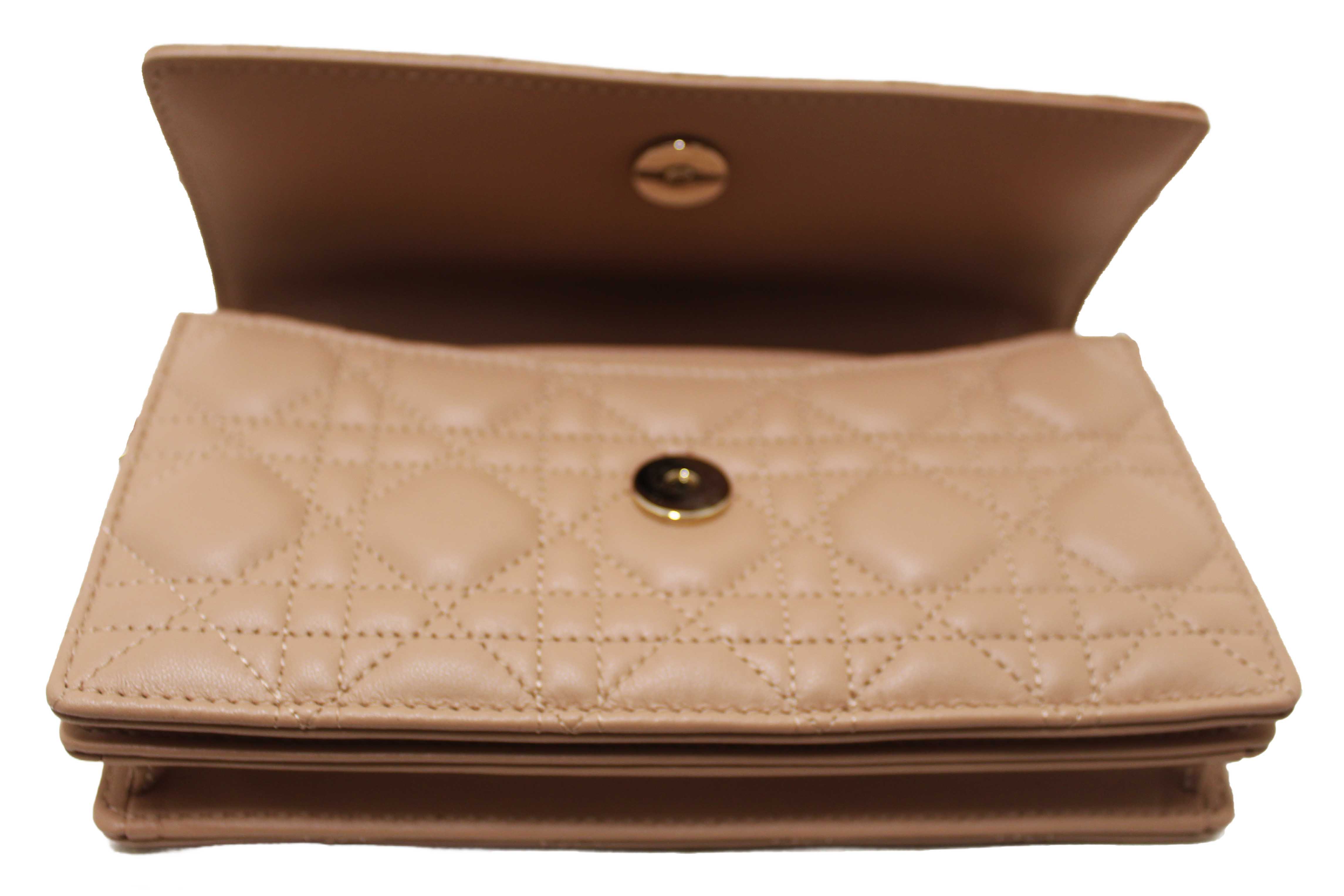 Authentic Christian Dior Powder Beige Cannage Lambskin My Dior Mini Bag