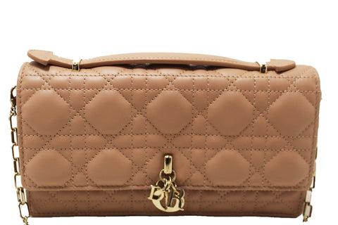 Authentic Christian Dior Powder Beige Cannage Lambskin My Dior Mini Bag