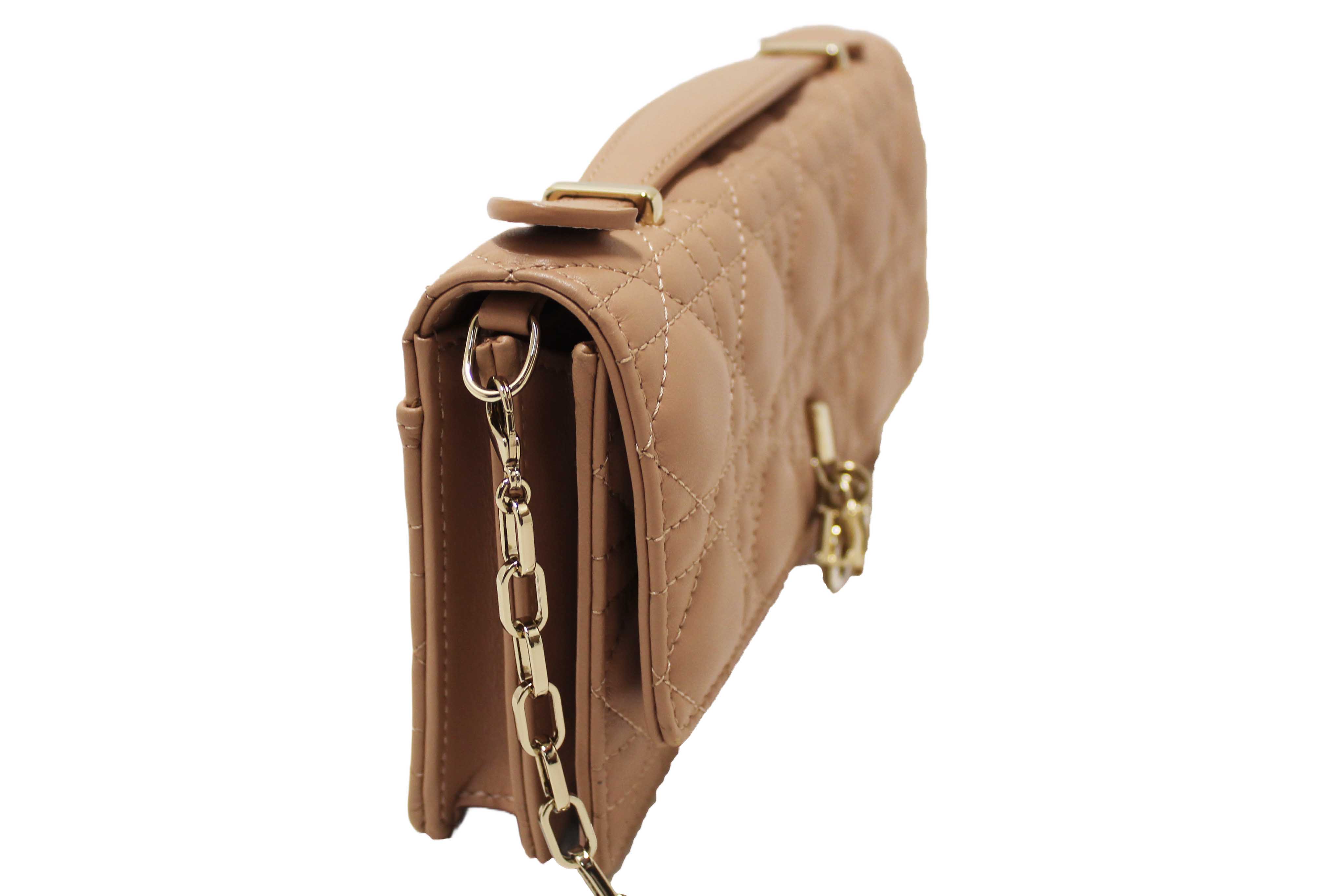 Authentic Christian Dior Powder Beige Cannage Lambskin My Dior Mini Bag