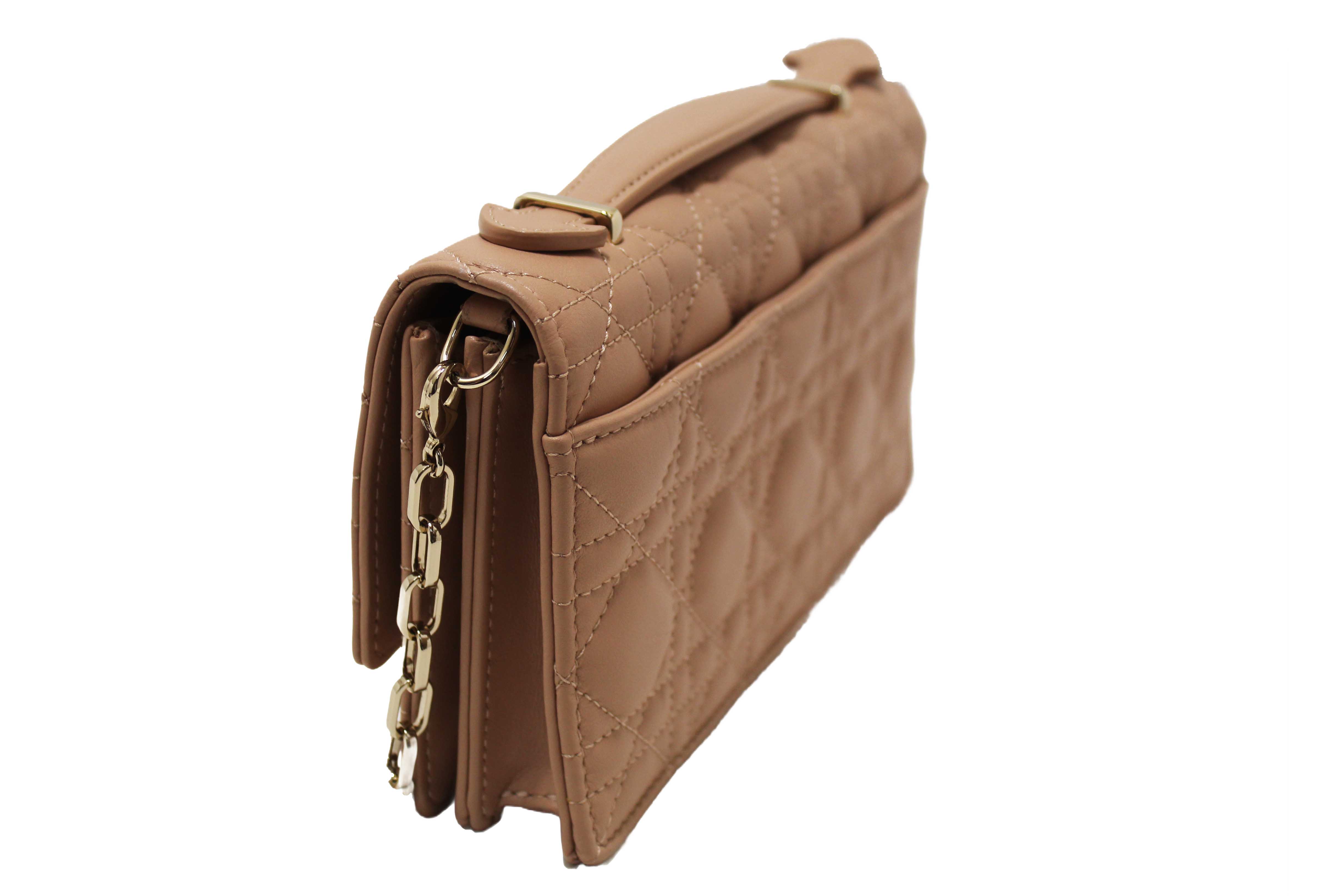 Authentic Christian Dior Powder Beige Cannage Lambskin My Dior Mini Bag