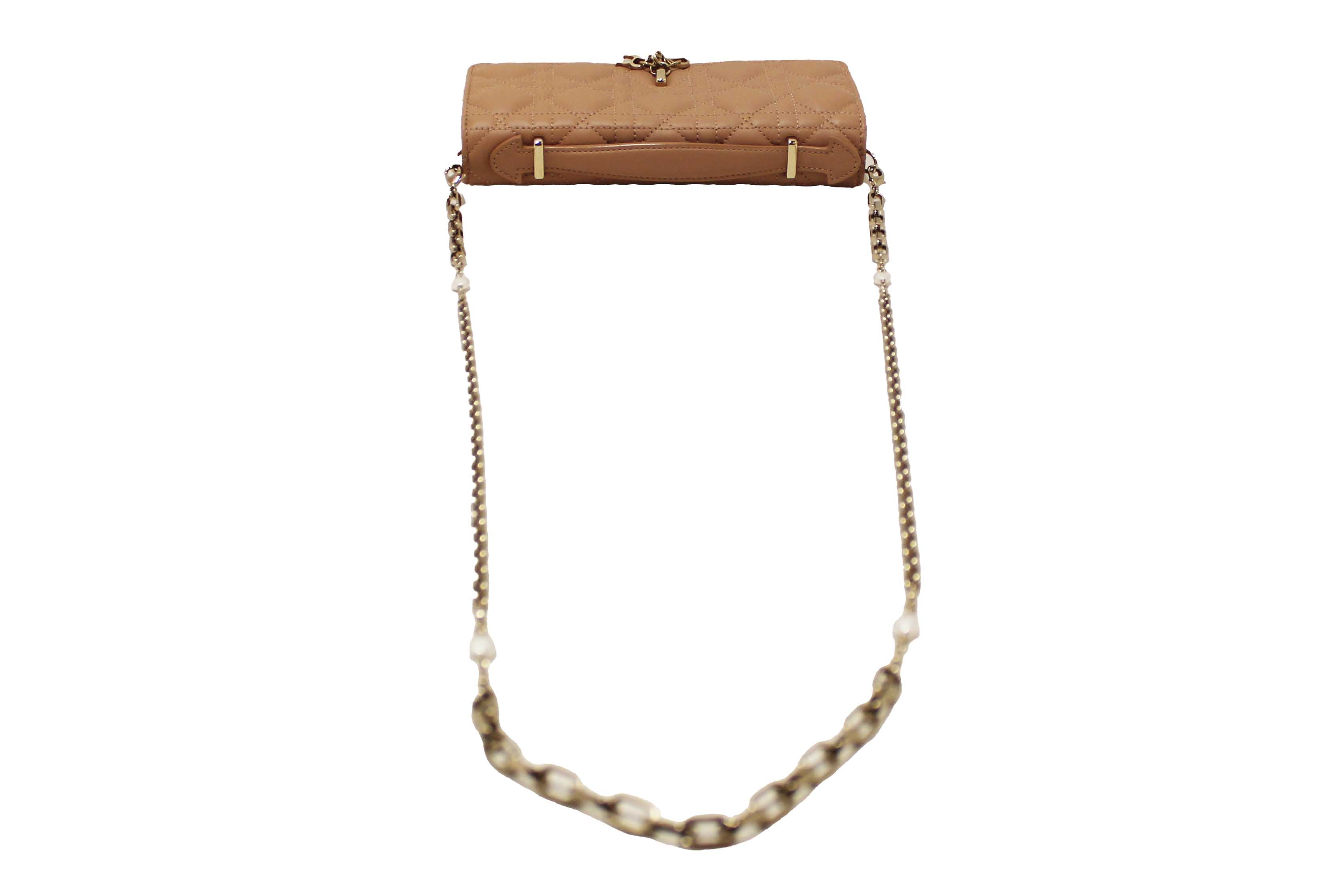 Authentic Christian Dior Powder Beige Cannage Lambskin My Dior Mini Bag