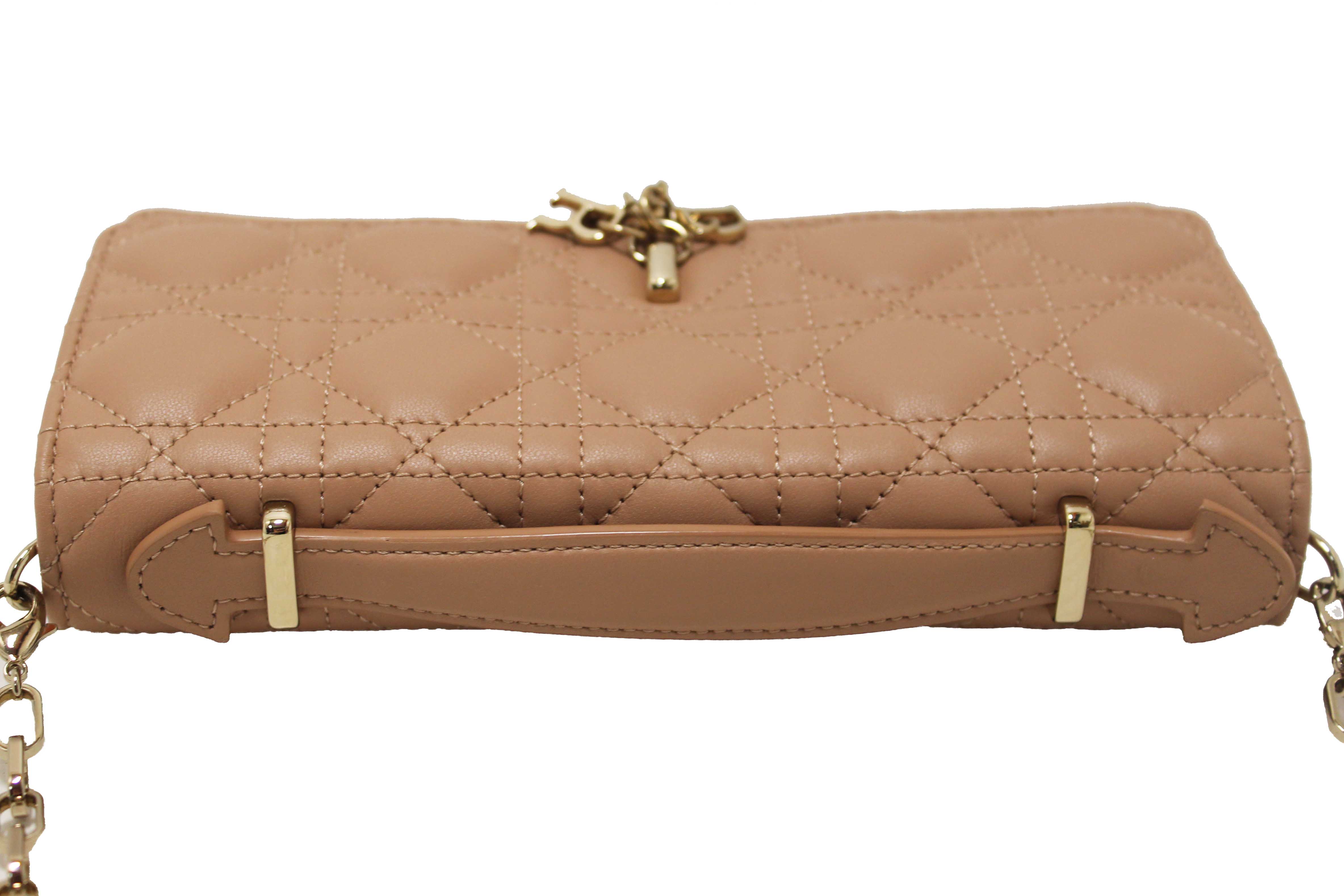 Authentic Christian Dior Powder Beige Cannage Lambskin My Dior Mini Bag