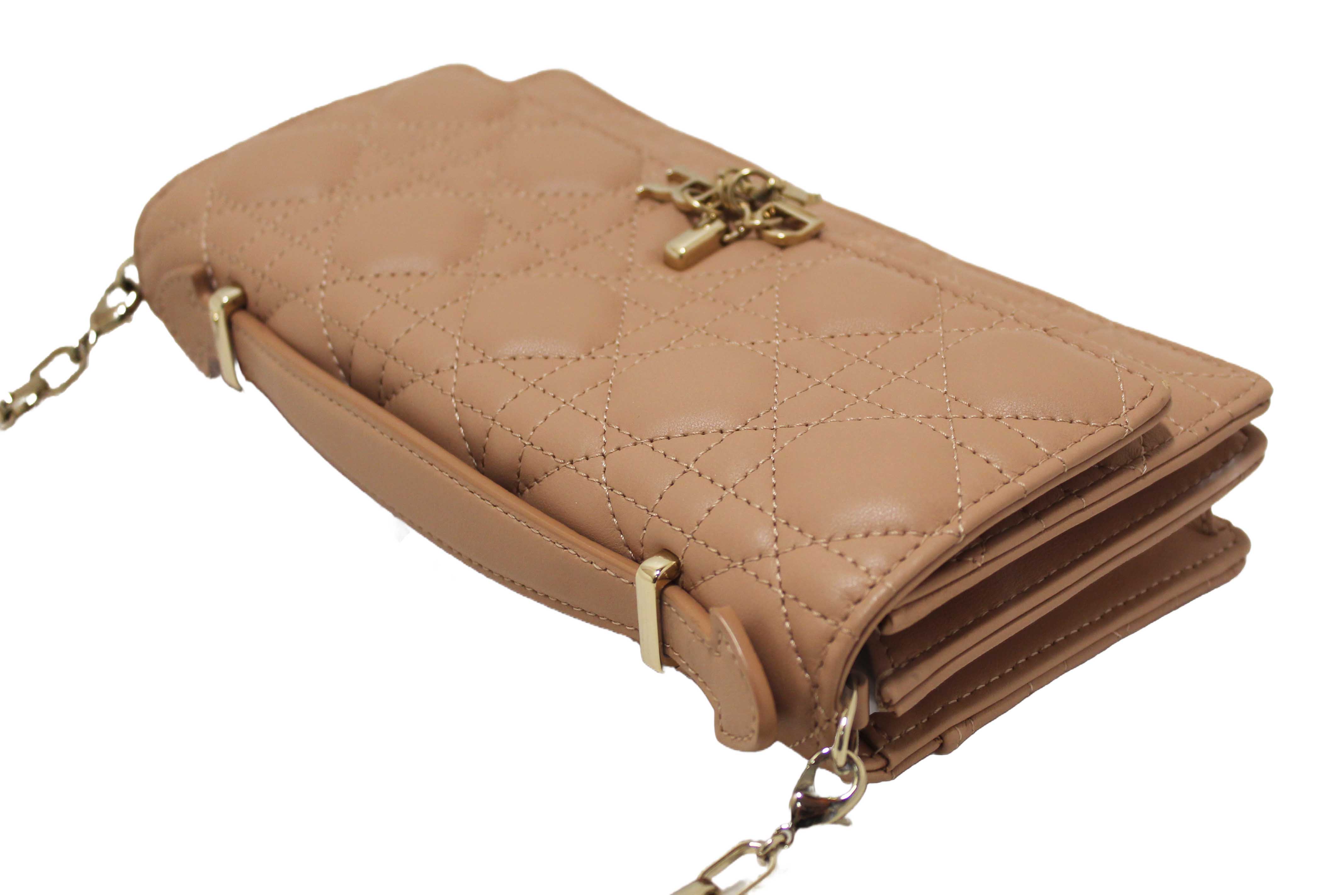 Authentic Christian Dior Powder Beige Cannage Lambskin My Dior Mini Bag