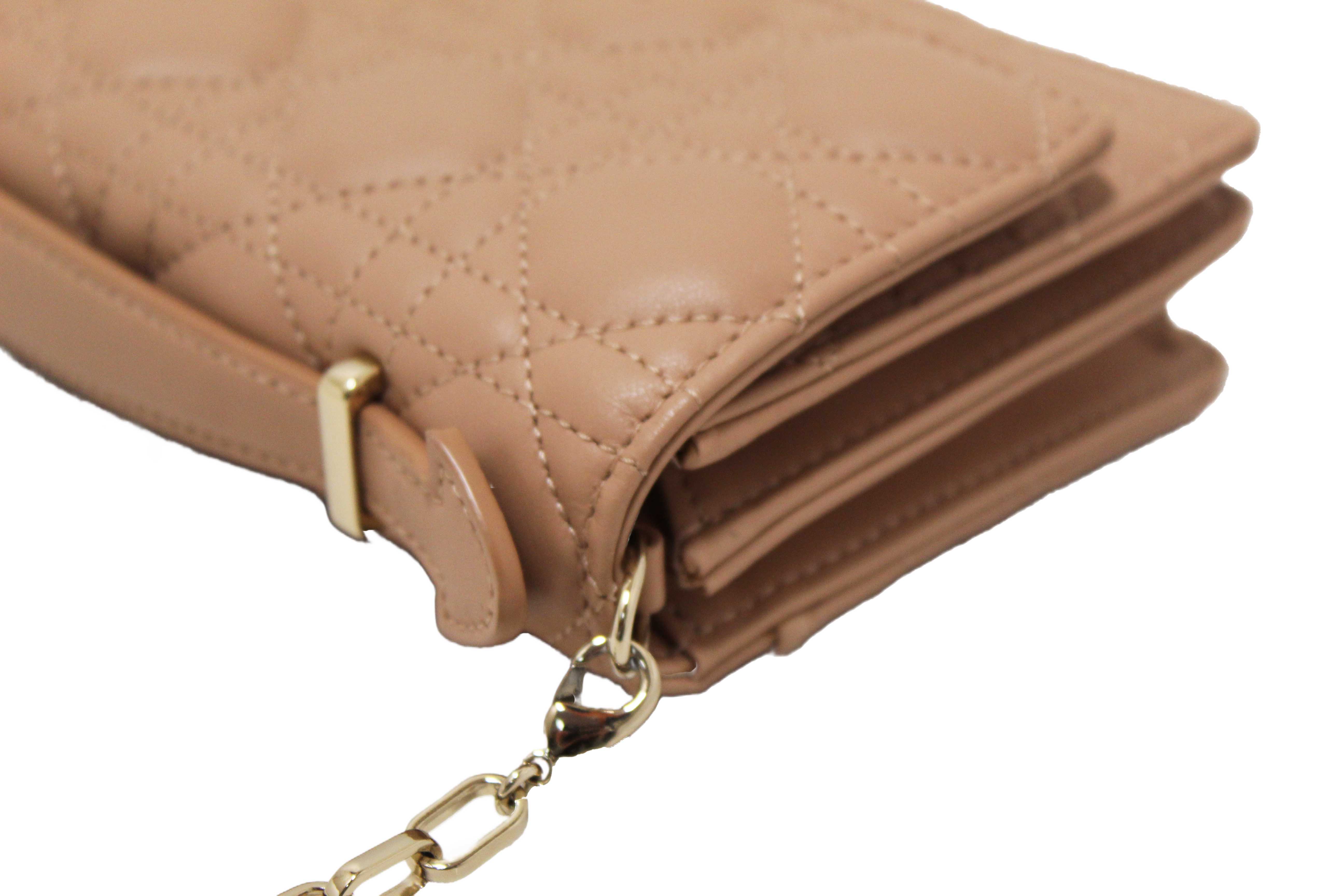 Authentic Christian Dior Powder Beige Cannage Lambskin My Dior Mini Bag