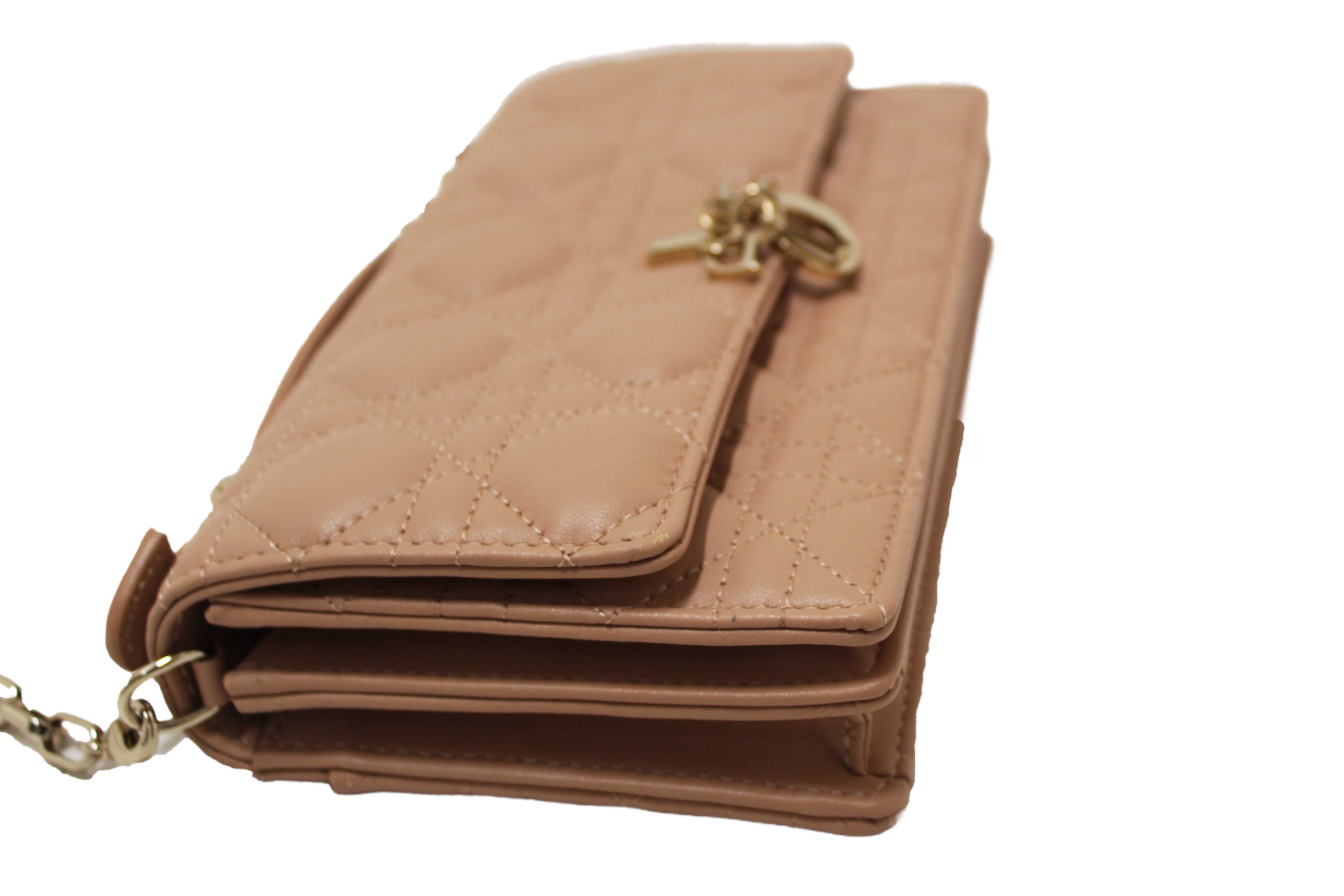 Authentic Christian Dior Powder Beige Cannage Lambskin My Dior Mini Bag