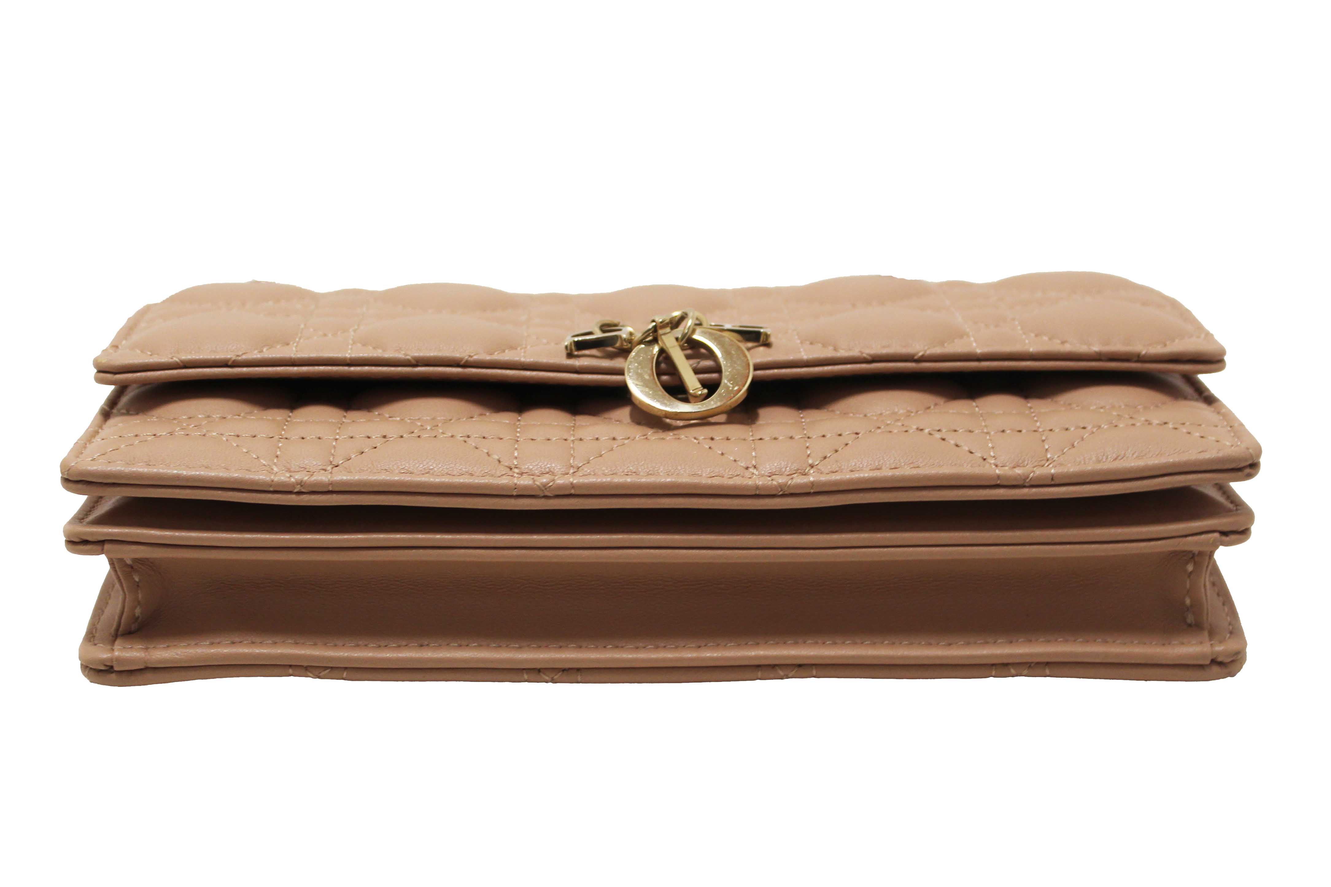 Authentic Christian Dior Powder Beige Cannage Lambskin My Dior Mini Bag