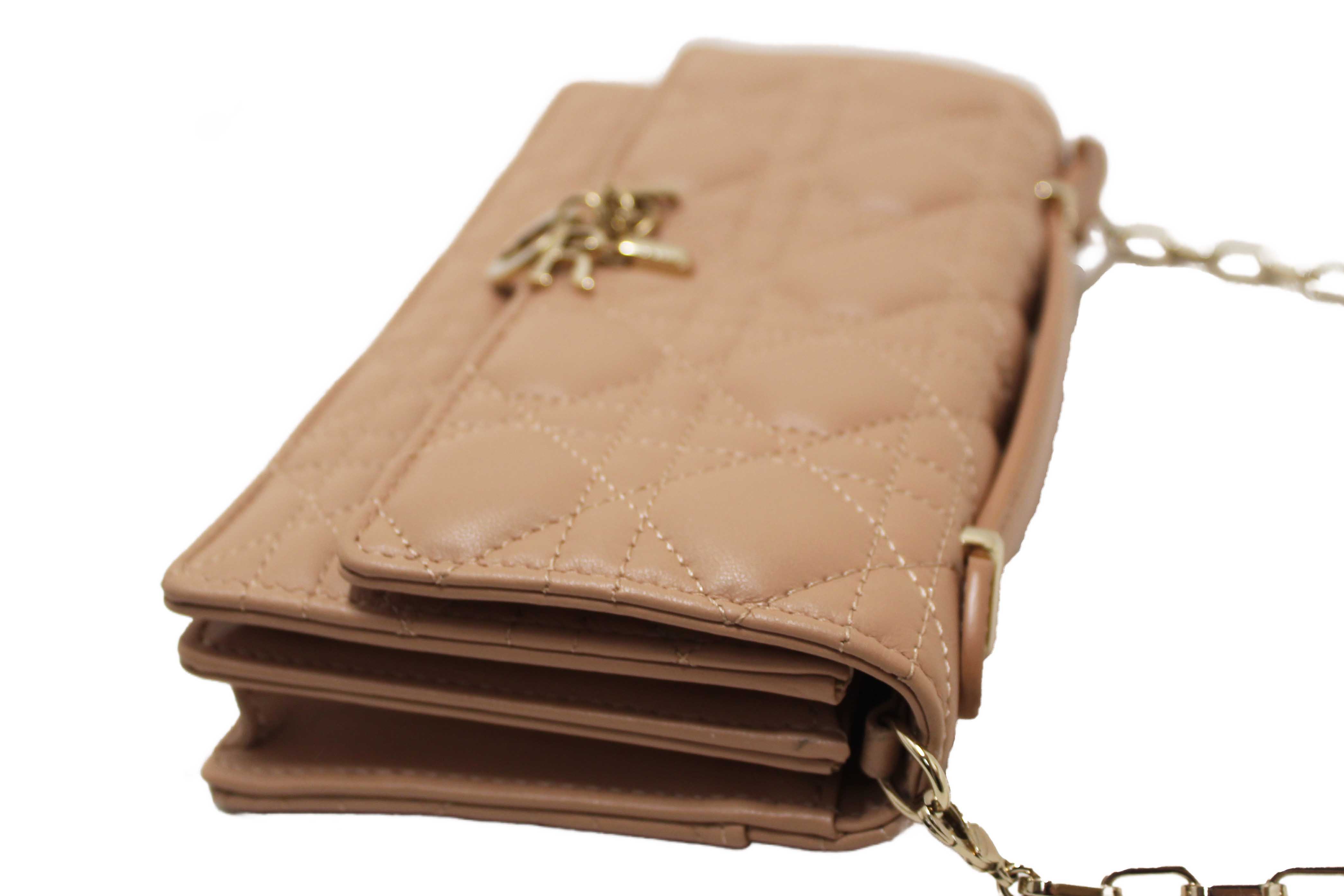 Authentic Christian Dior Powder Beige Cannage Lambskin My Dior Mini Bag