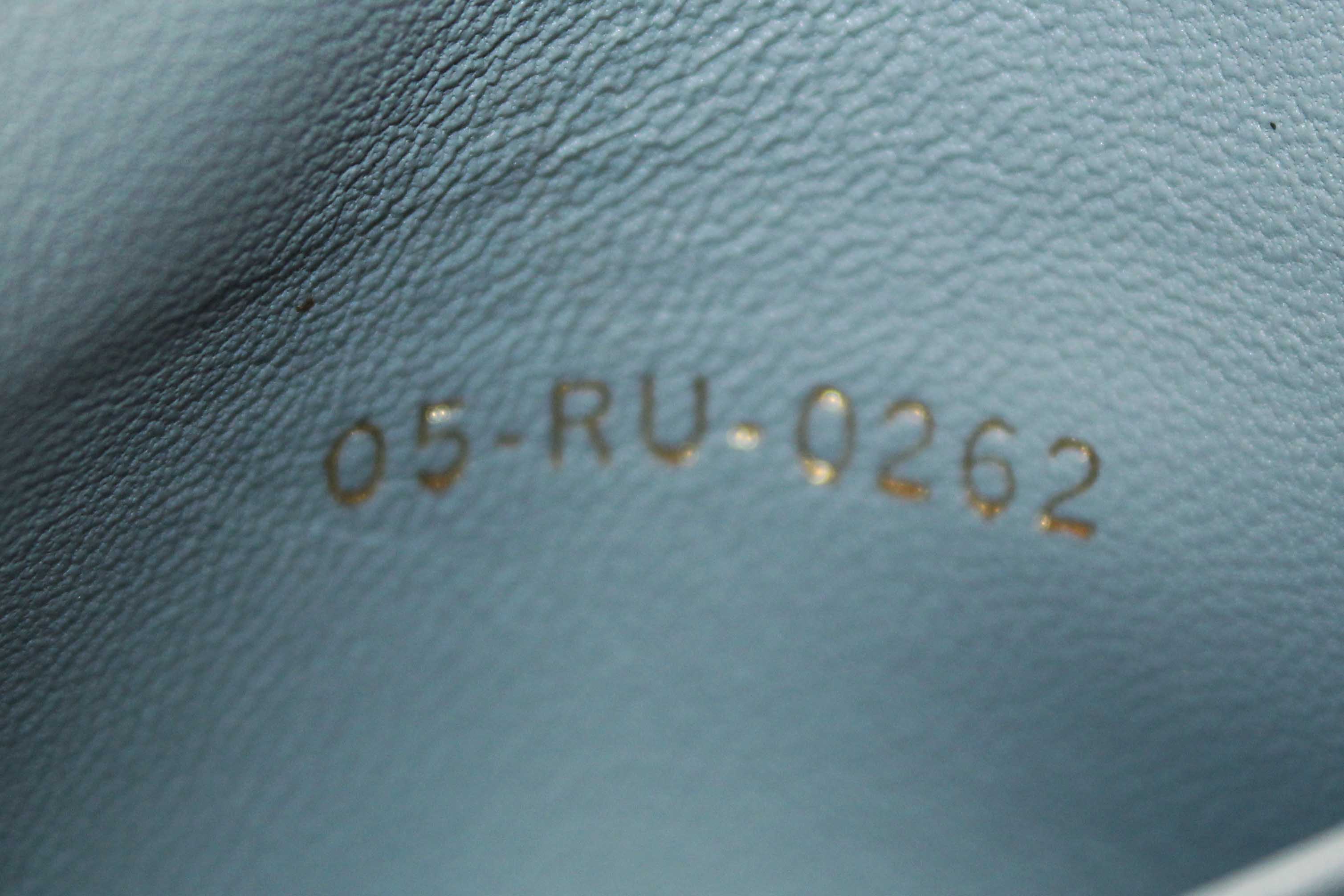 Authentic Christian Dior Blue Padded Macrocannage Quilt Calfskin Leather Caro Mini Bag