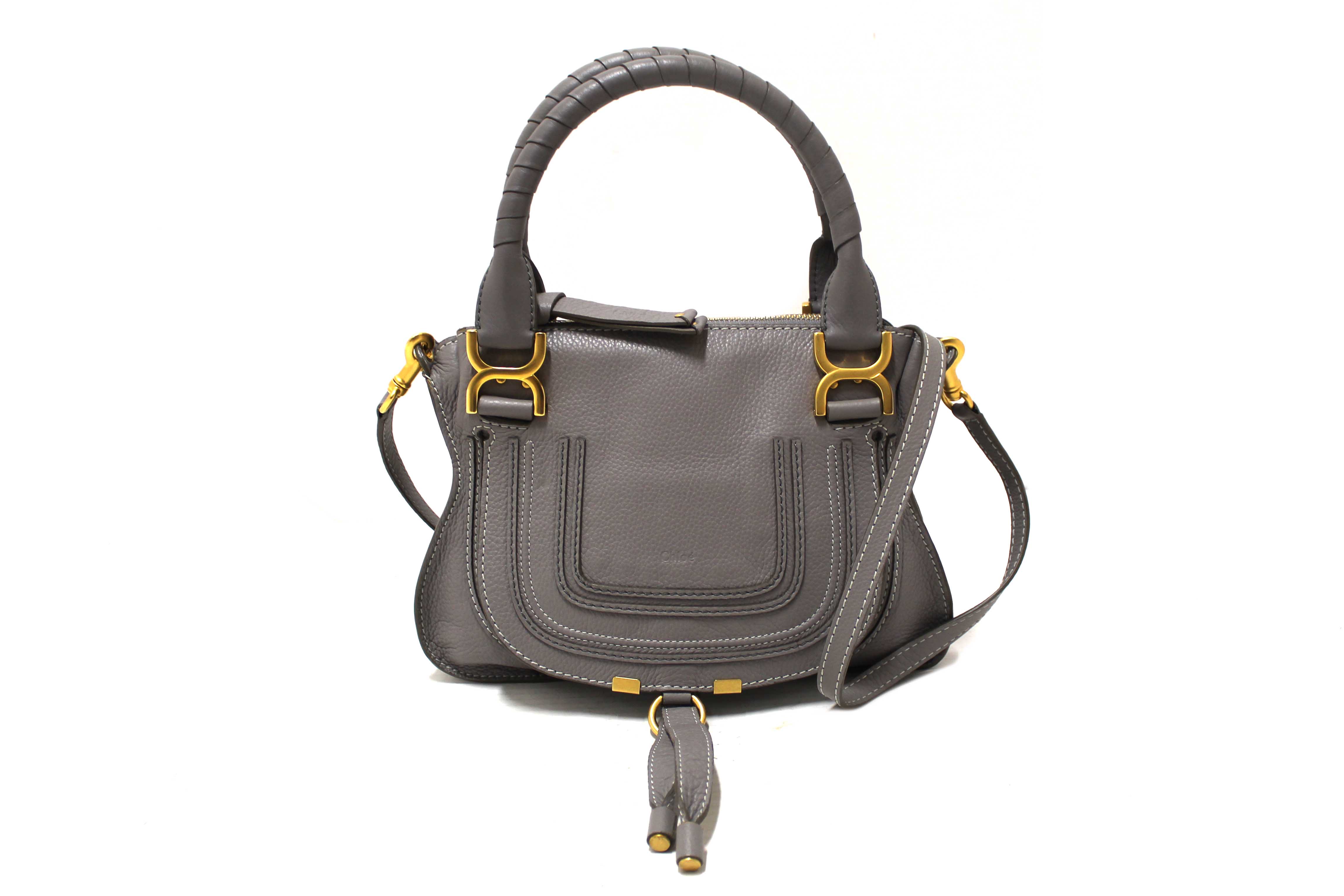 Authentic Chloe Grey Small Marcie Satchel Handbag