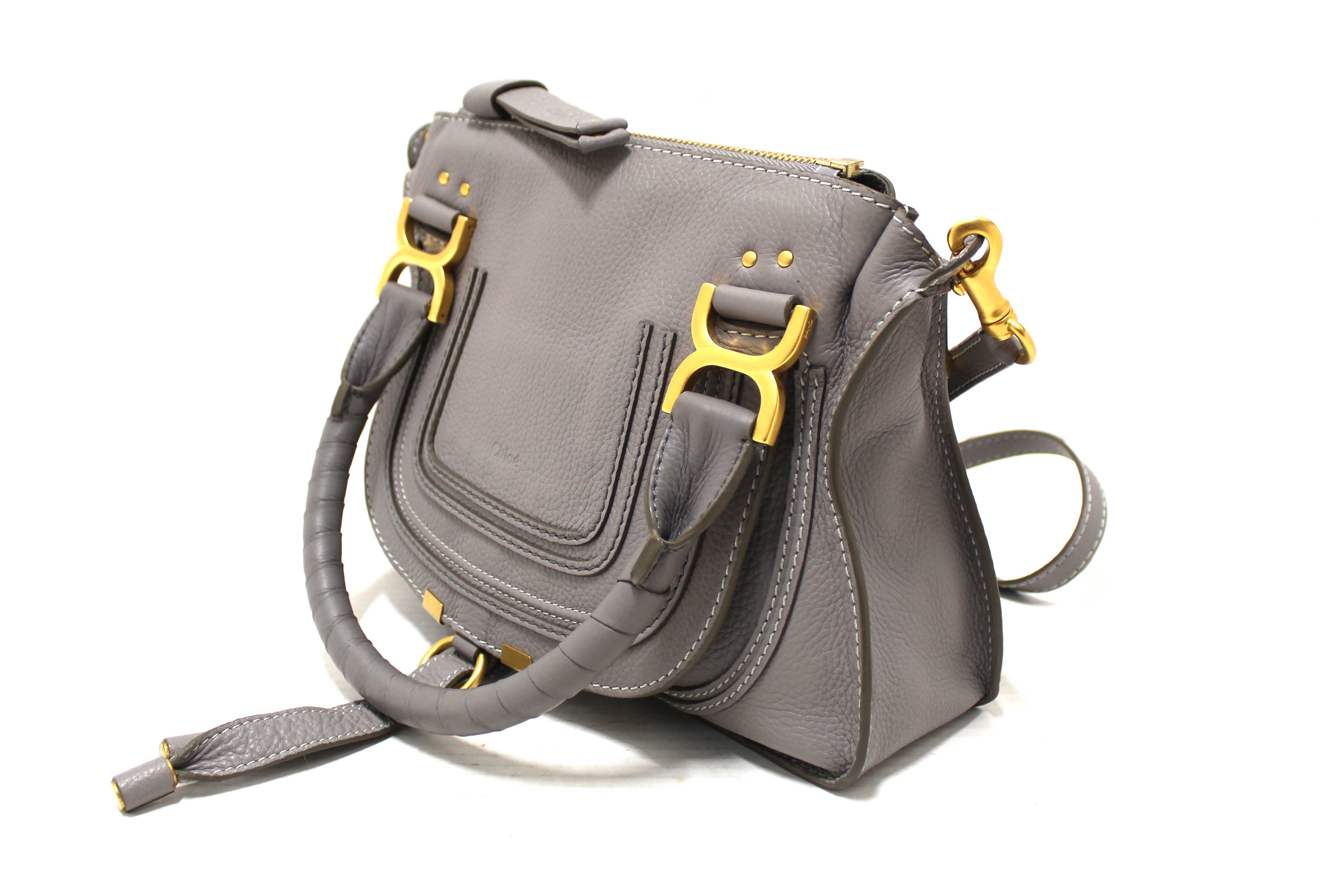Authentic Chloe Grey Small Marcie Satchel Handbag