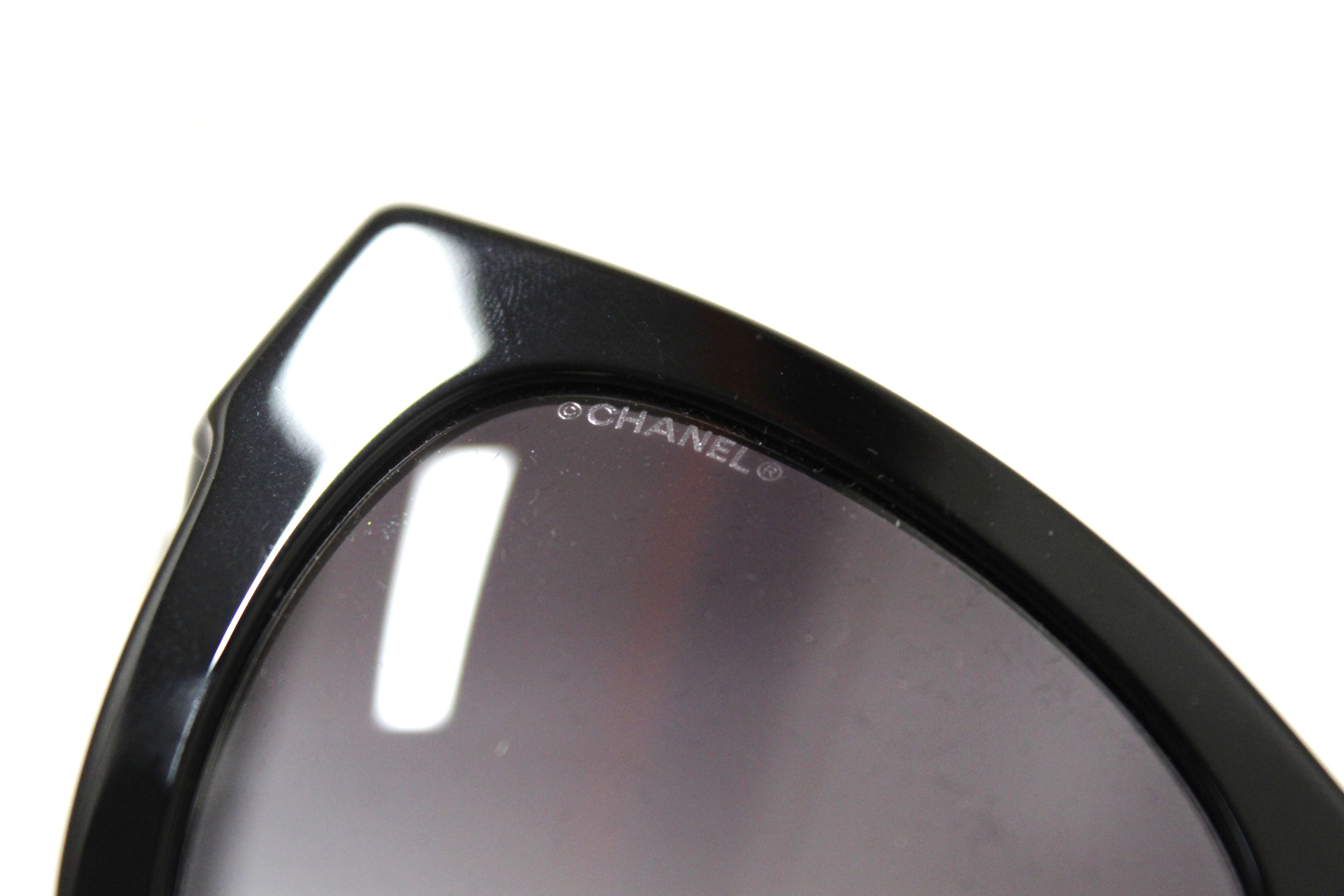 Authentic Chanel Black Polarized Charms Pearl Square Sunglasses 5479A