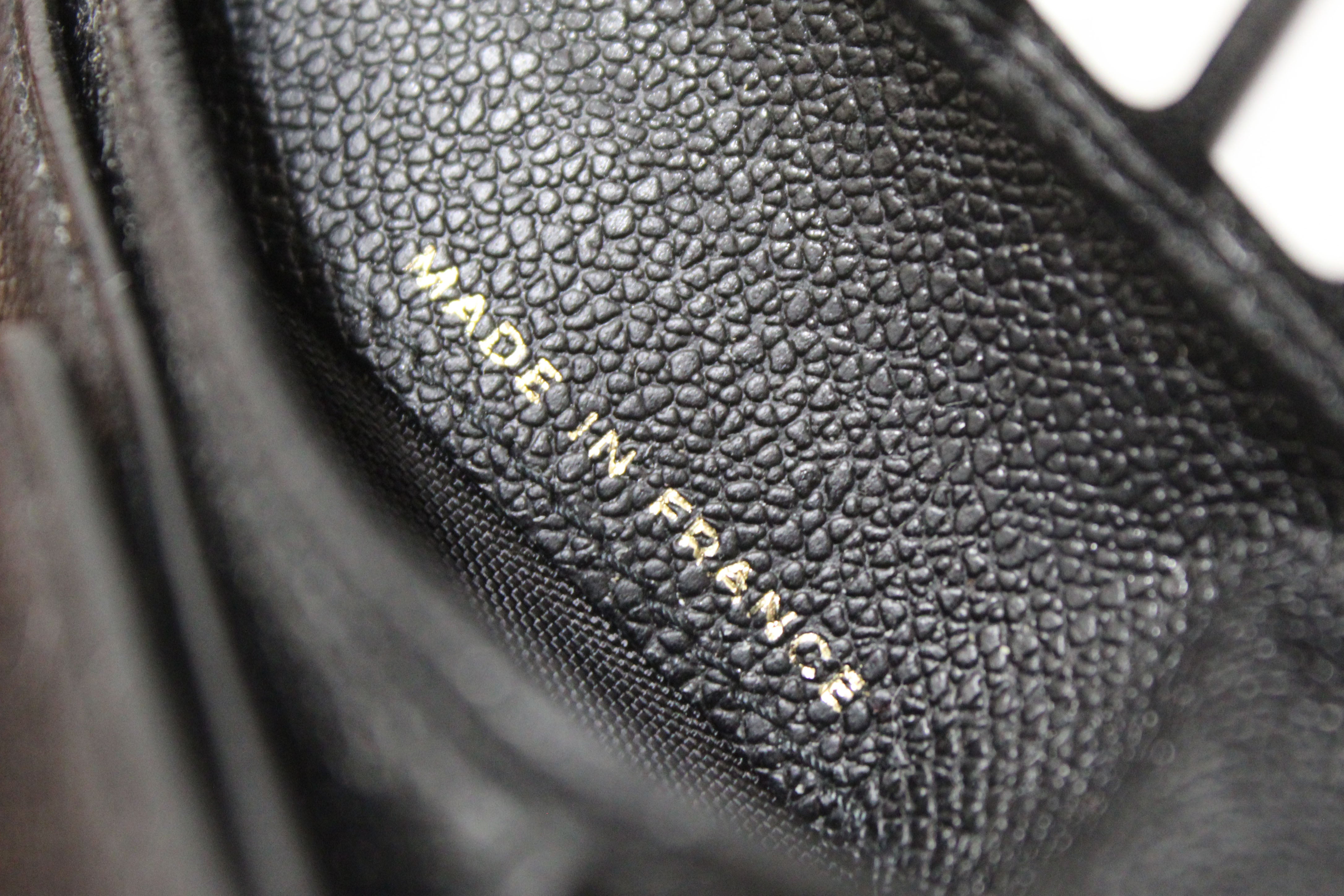 Authentic New Chanel Black Caviar Leather Medium Size Bi-fold Wallet