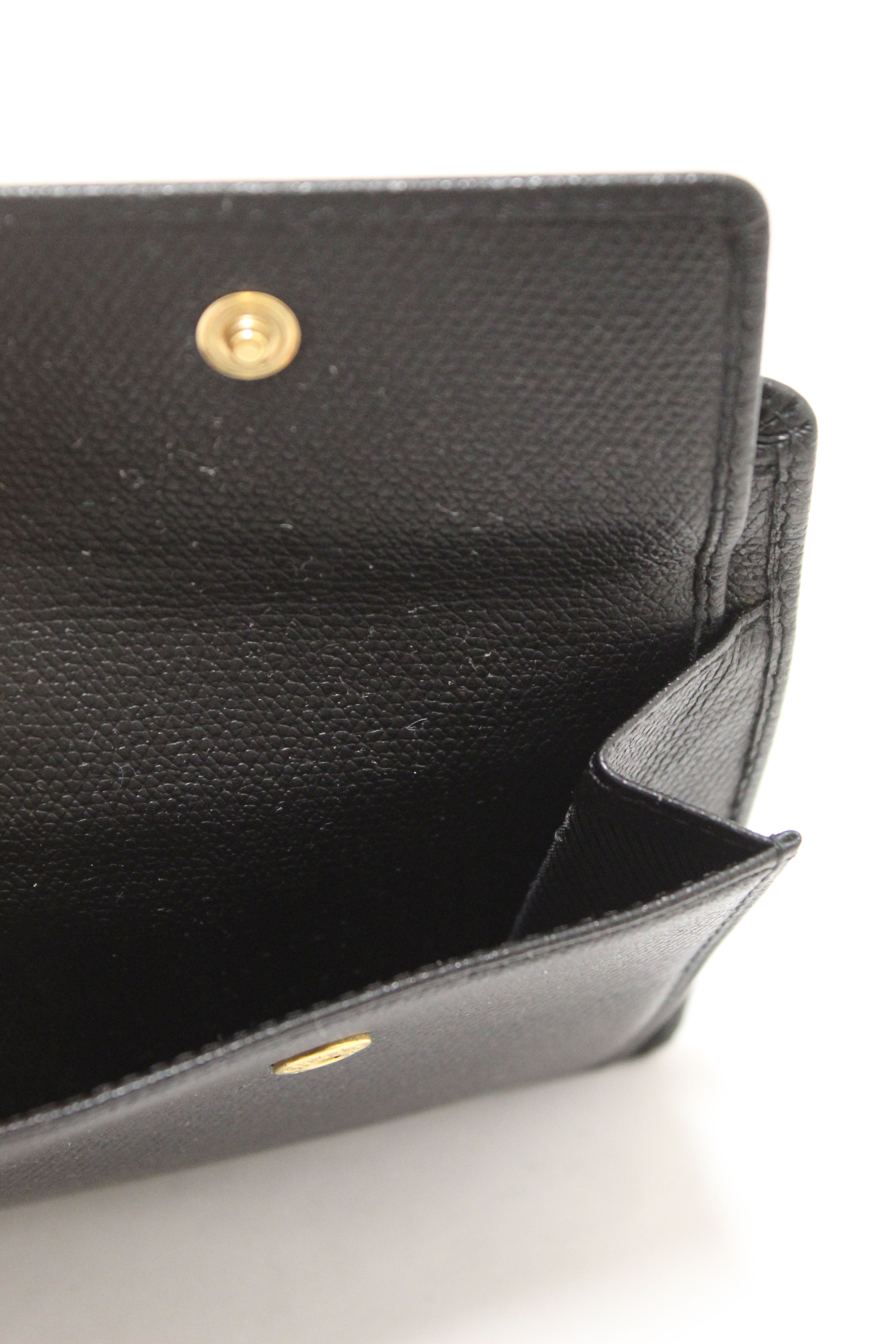 Authentic New Chanel Black Caviar Leather Medium Size Bi-fold Wallet