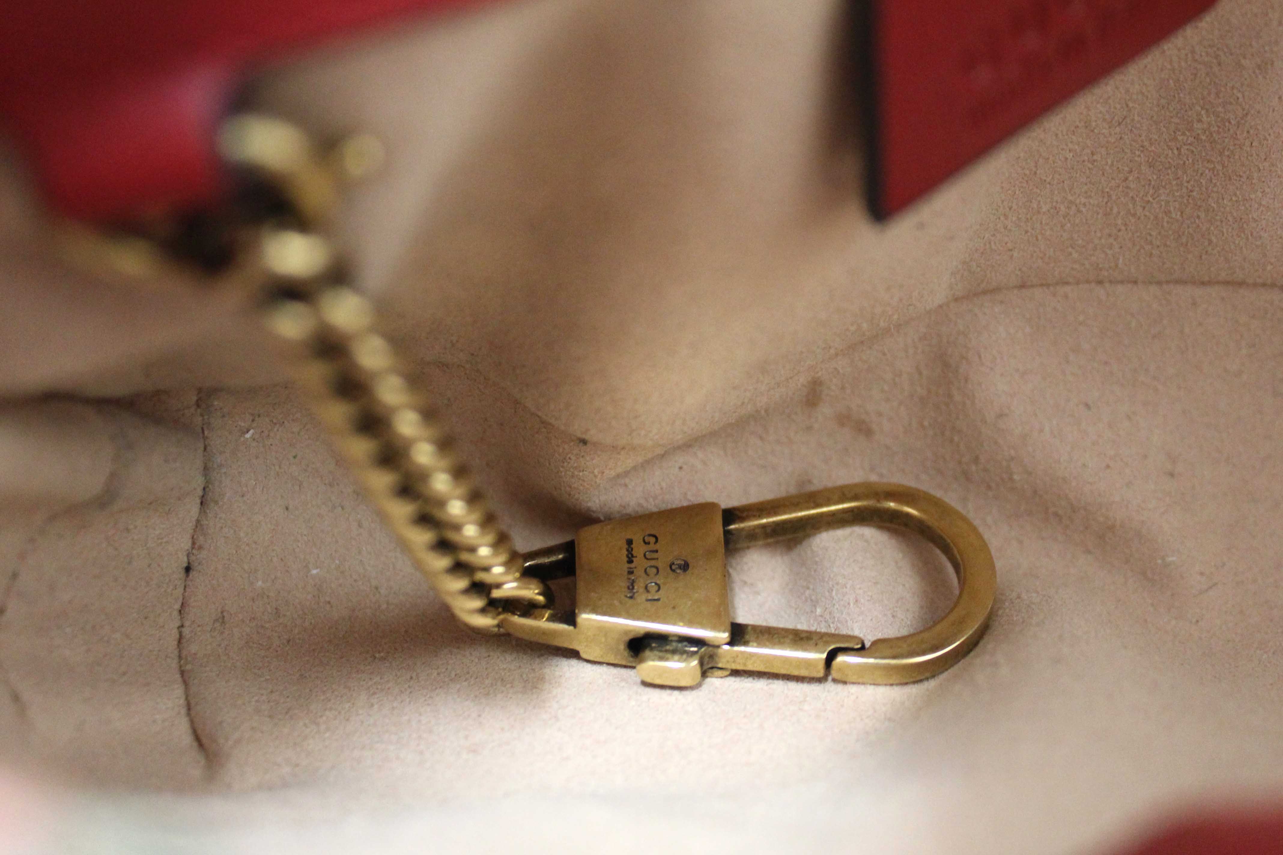 Authentic Gucci Red Marmont Matelasse Super Mini Chain Bag 476433