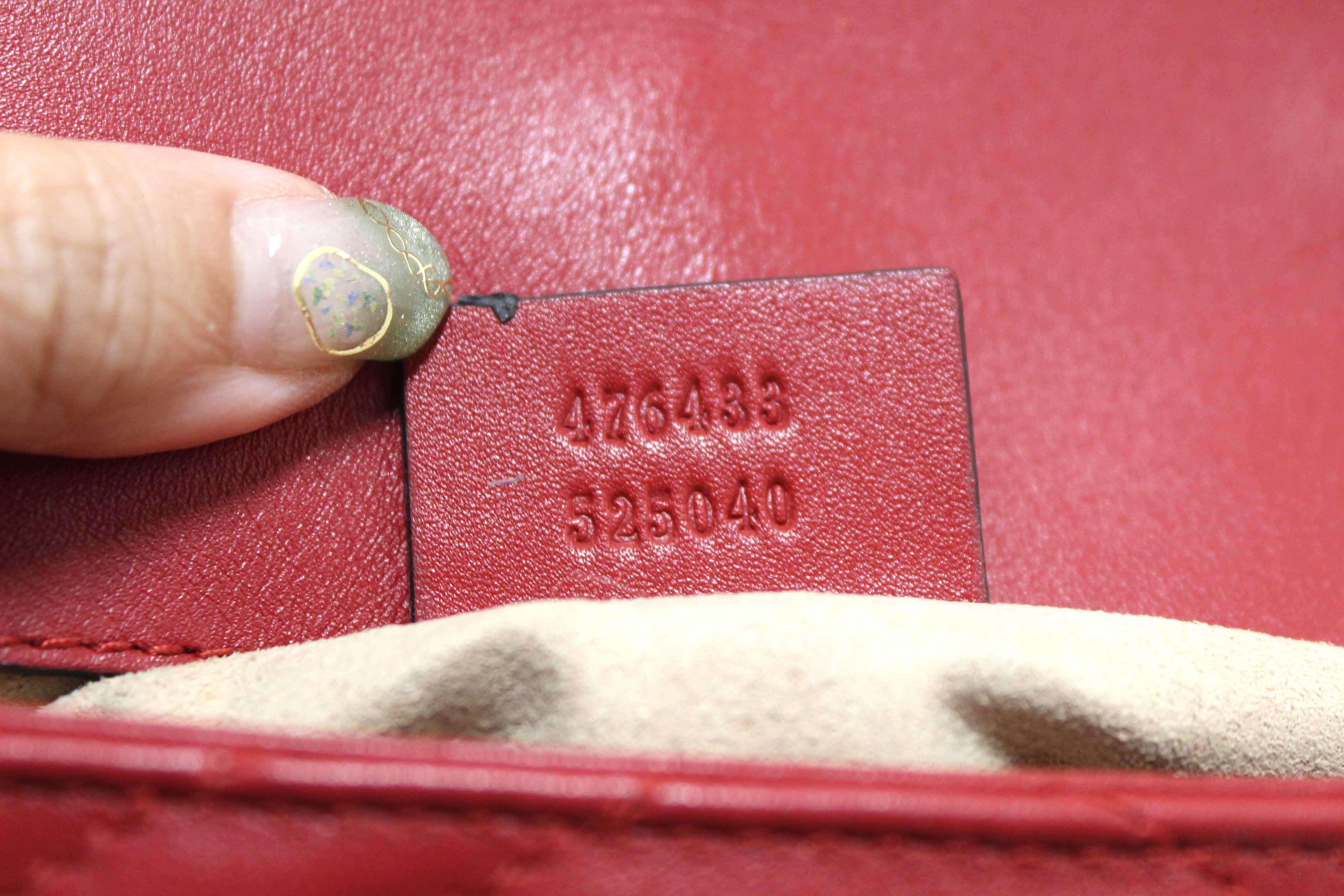 Authentic Gucci Red Marmont Matelasse Super Mini Chain Bag 476433