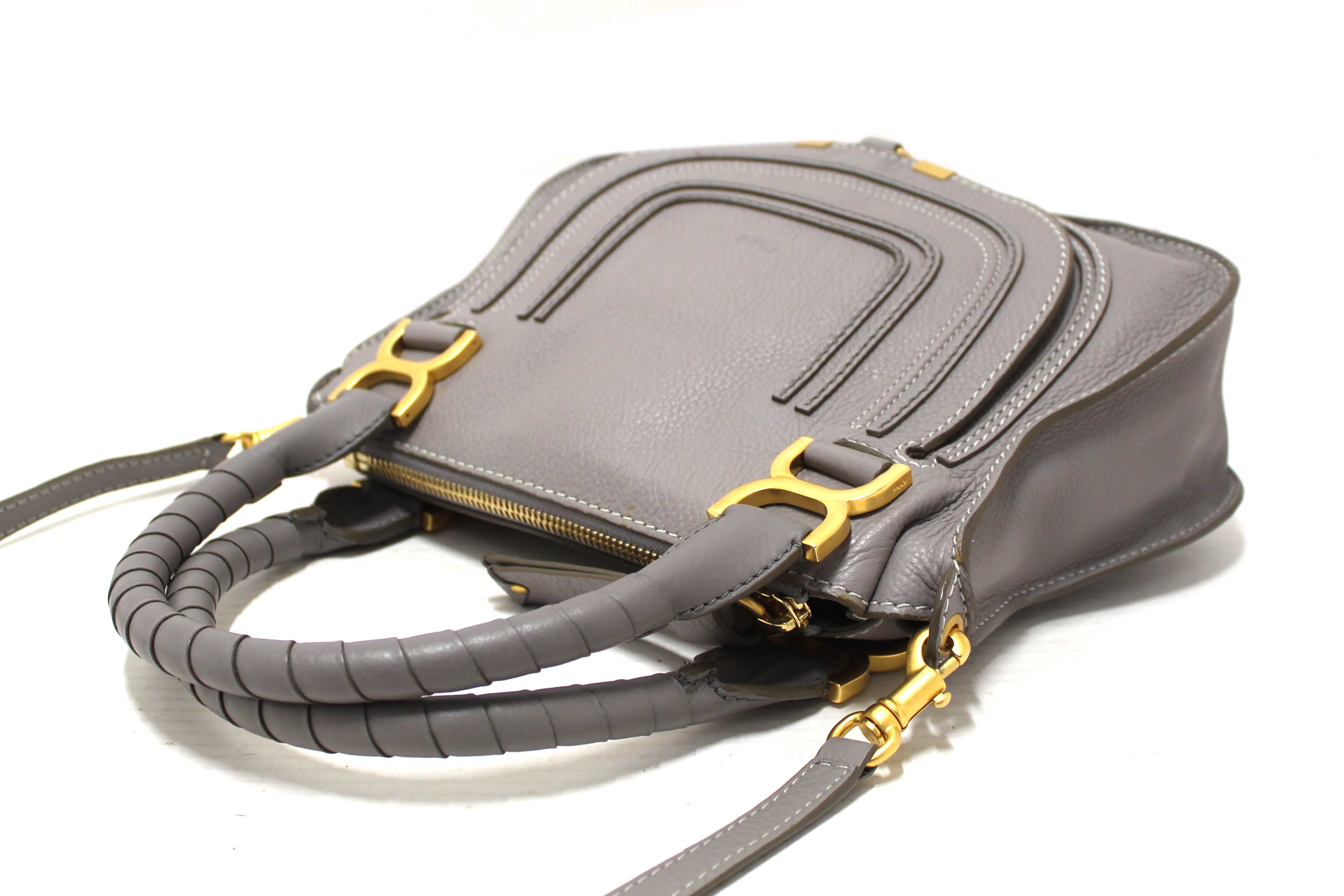 Authentic Chloe Grey Small Marcie Satchel Handbag