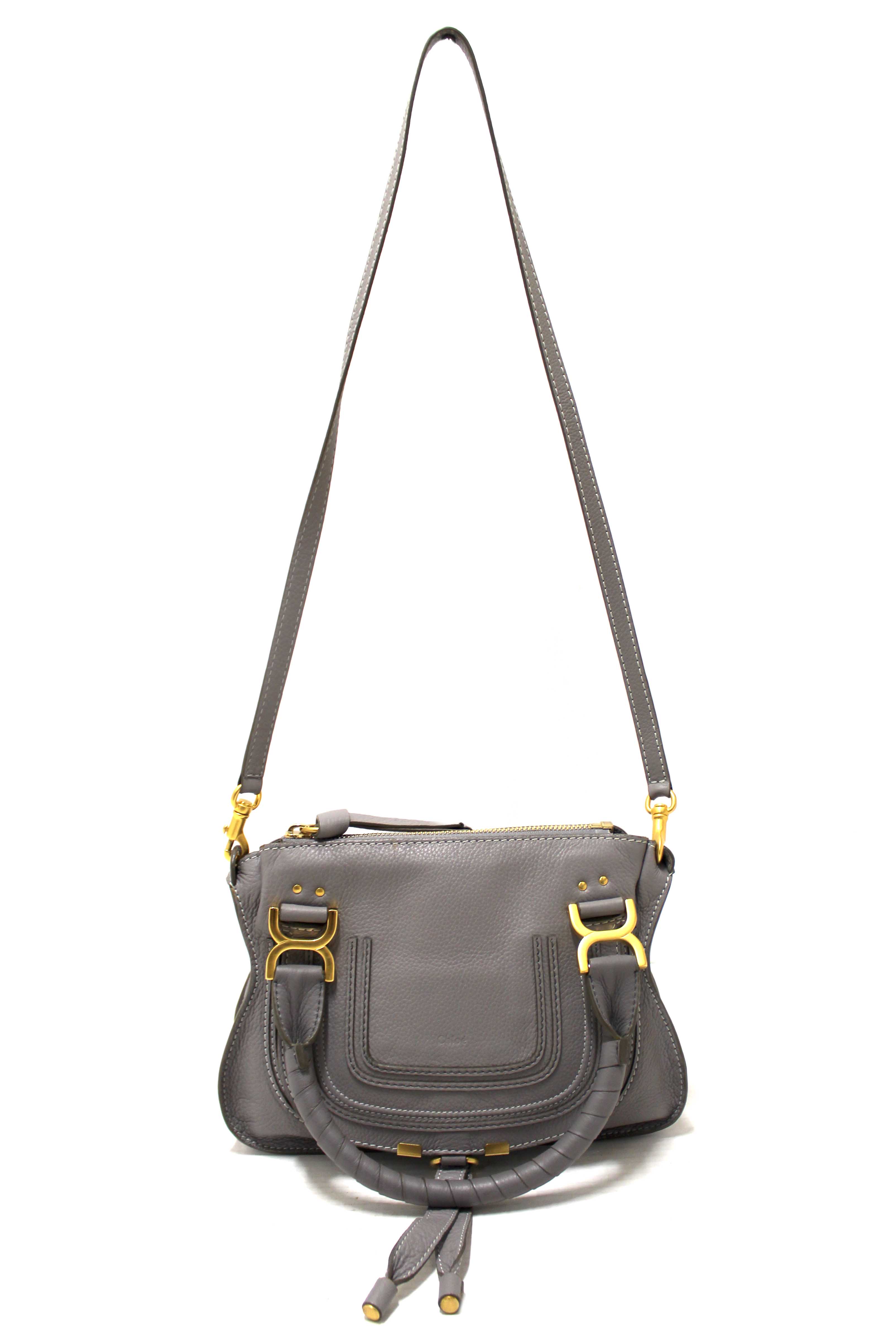 Authentic Chloe Grey Small Marcie Satchel Handbag