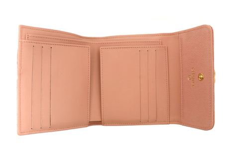Authentic Chanel Pink Quilted Caviar Leather Boy Small Trifold Wallet