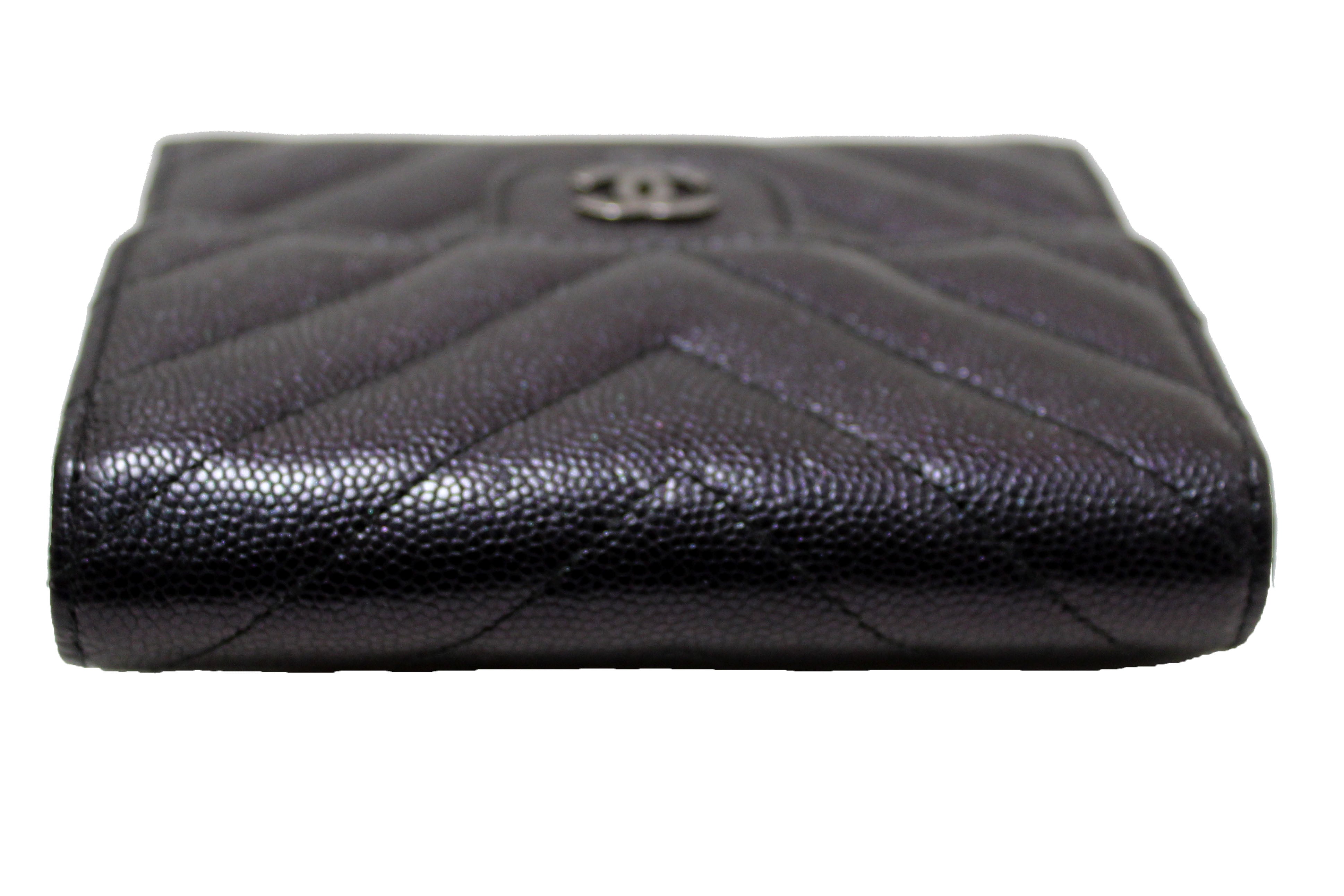 Chanel Blue CC Caviar Folded Card Holder