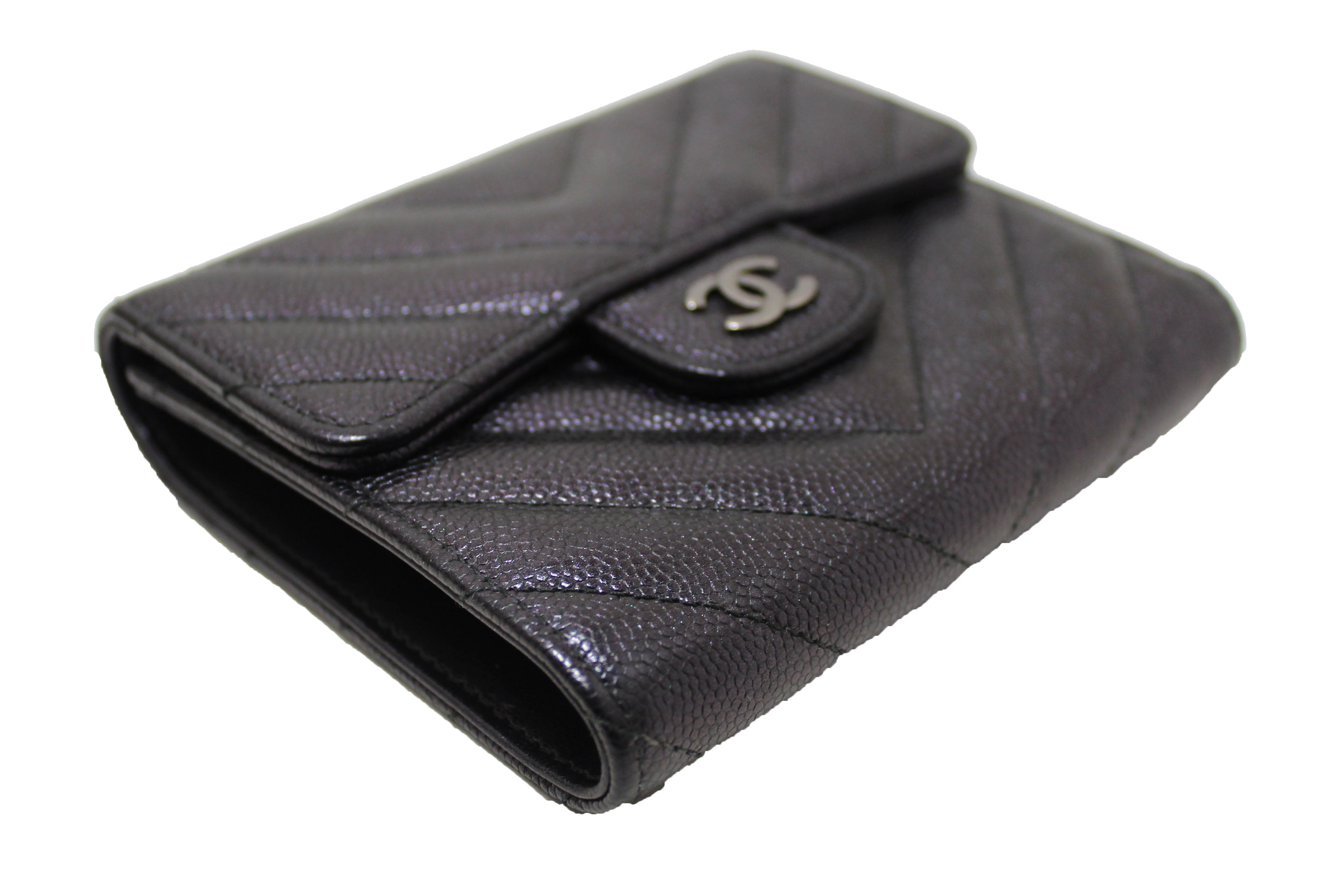 Chanel Chevron Quilted Compact Flap Wallet