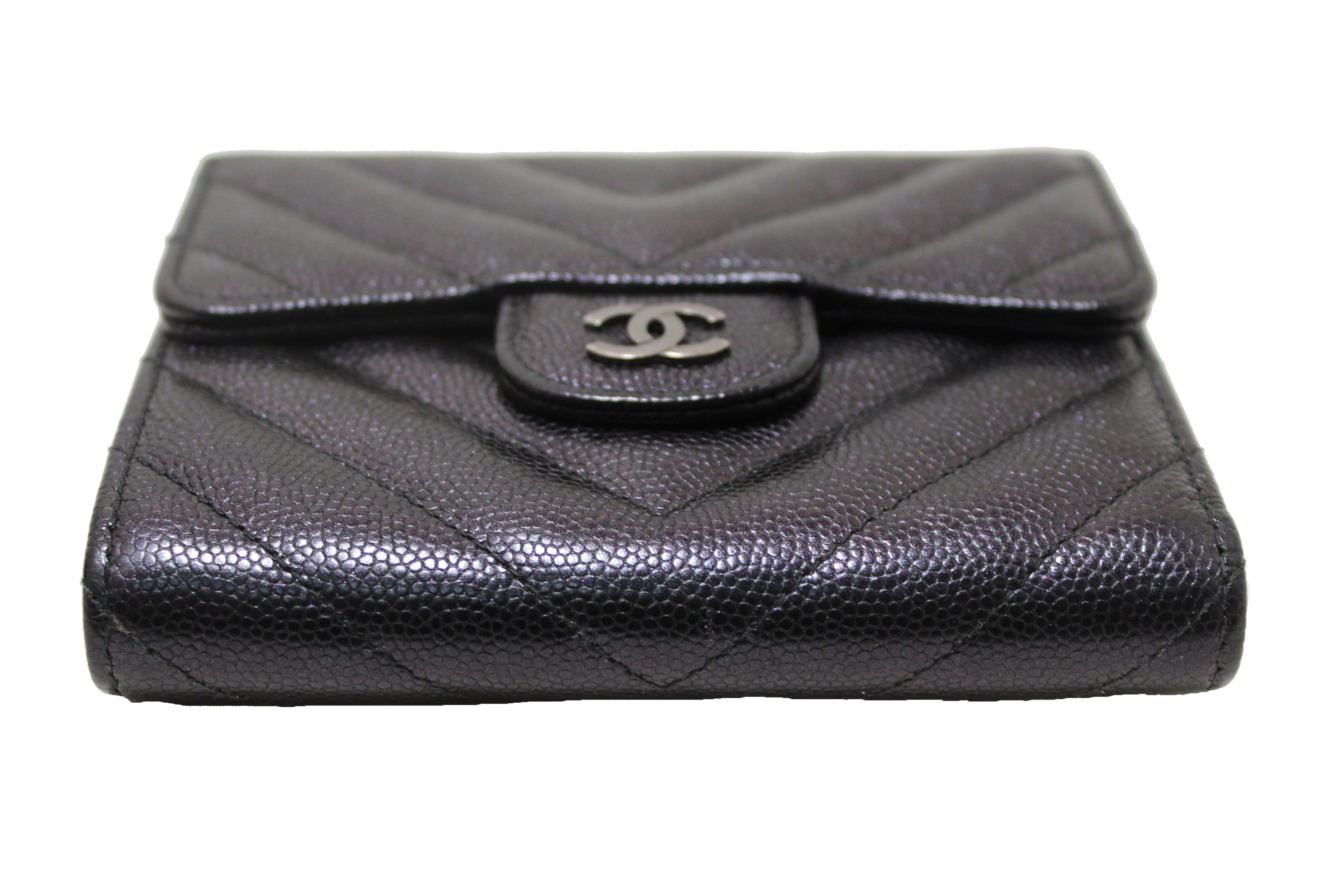 Chanel Chevron Quilted Compact Flap Wallet