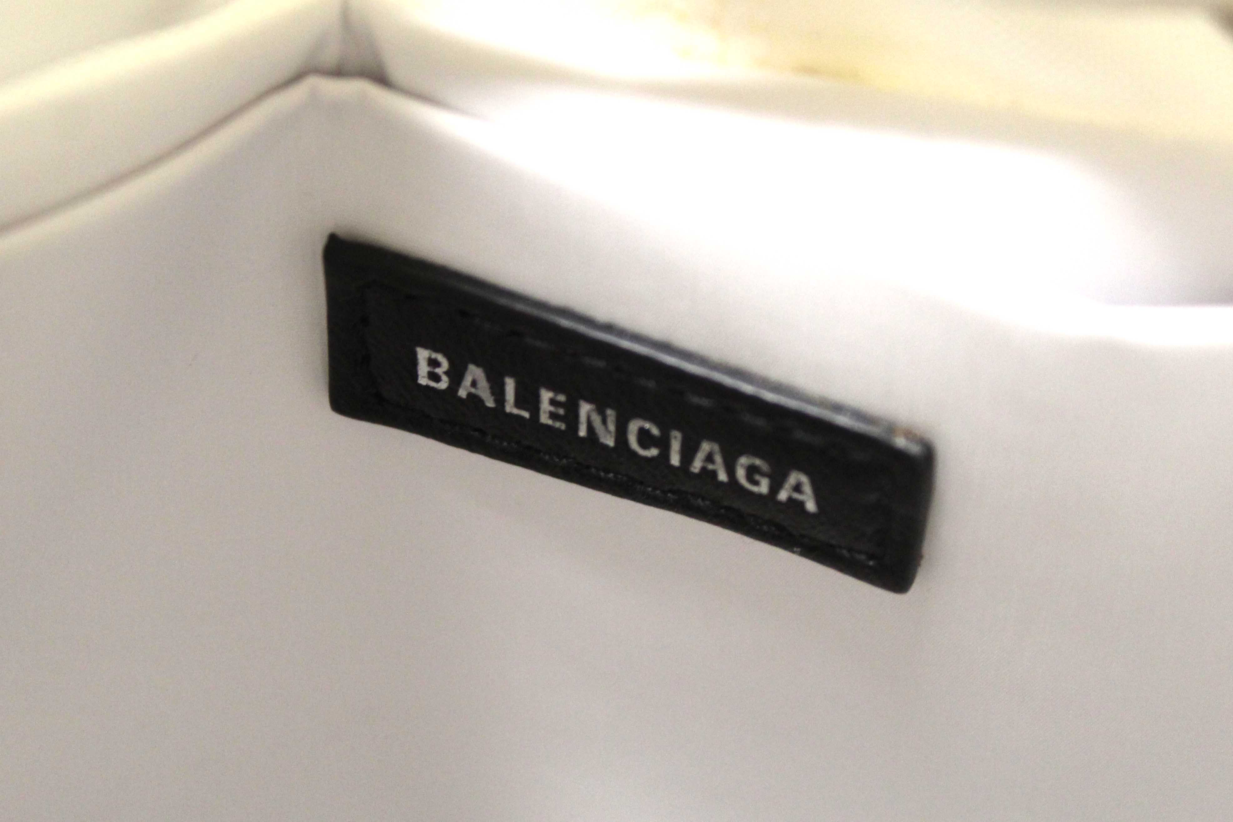 Authentic Balenciaga White Nylon XS Wheel Drawstring Bucket Bag