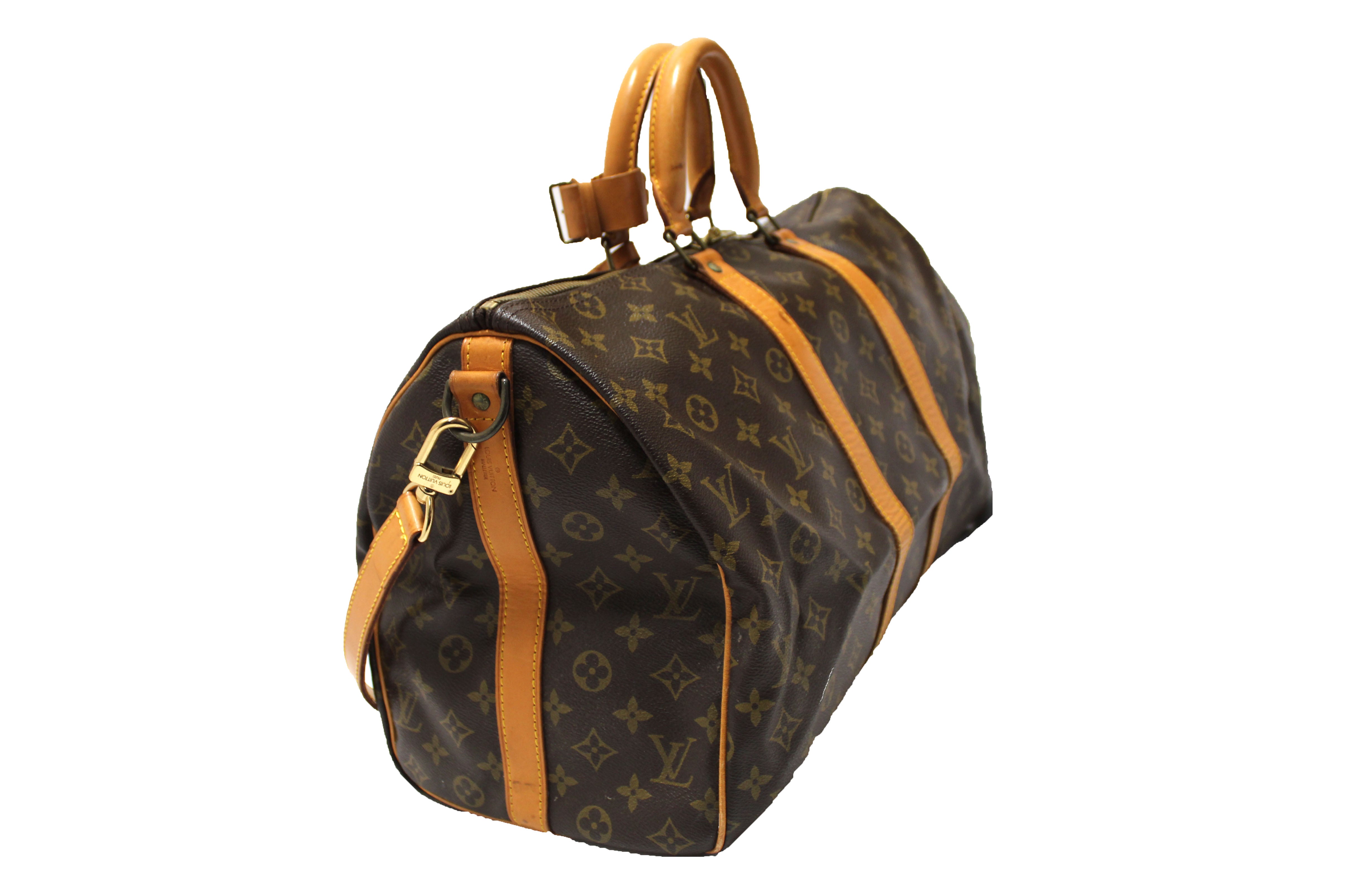 Authentic Louis Vuitton Classic Monogram Keepall Bandouliere 45 Travel Bag