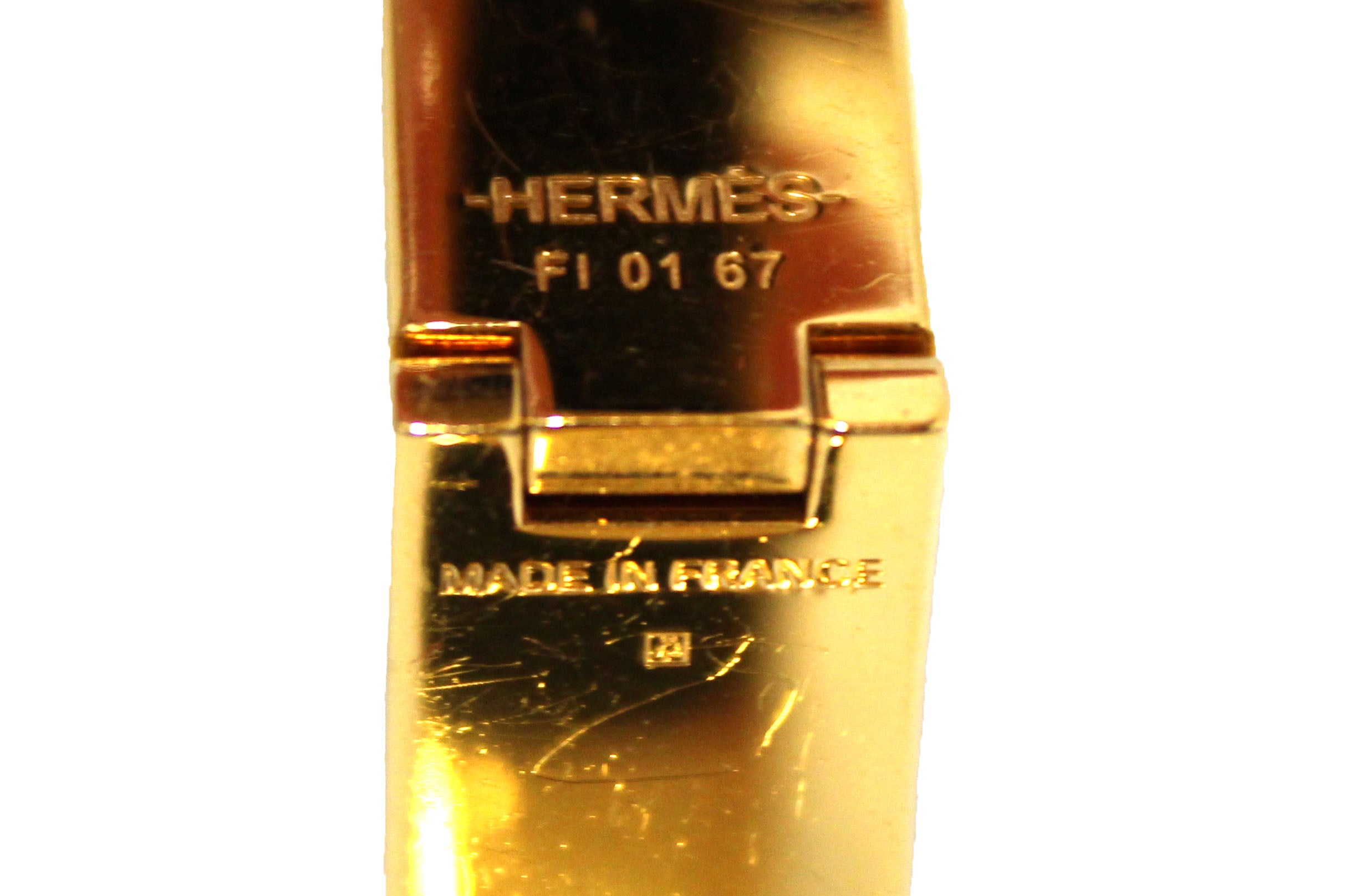 Authentic Hermes Black Enamel With Gold Plated Clic Clac H PM Bangle