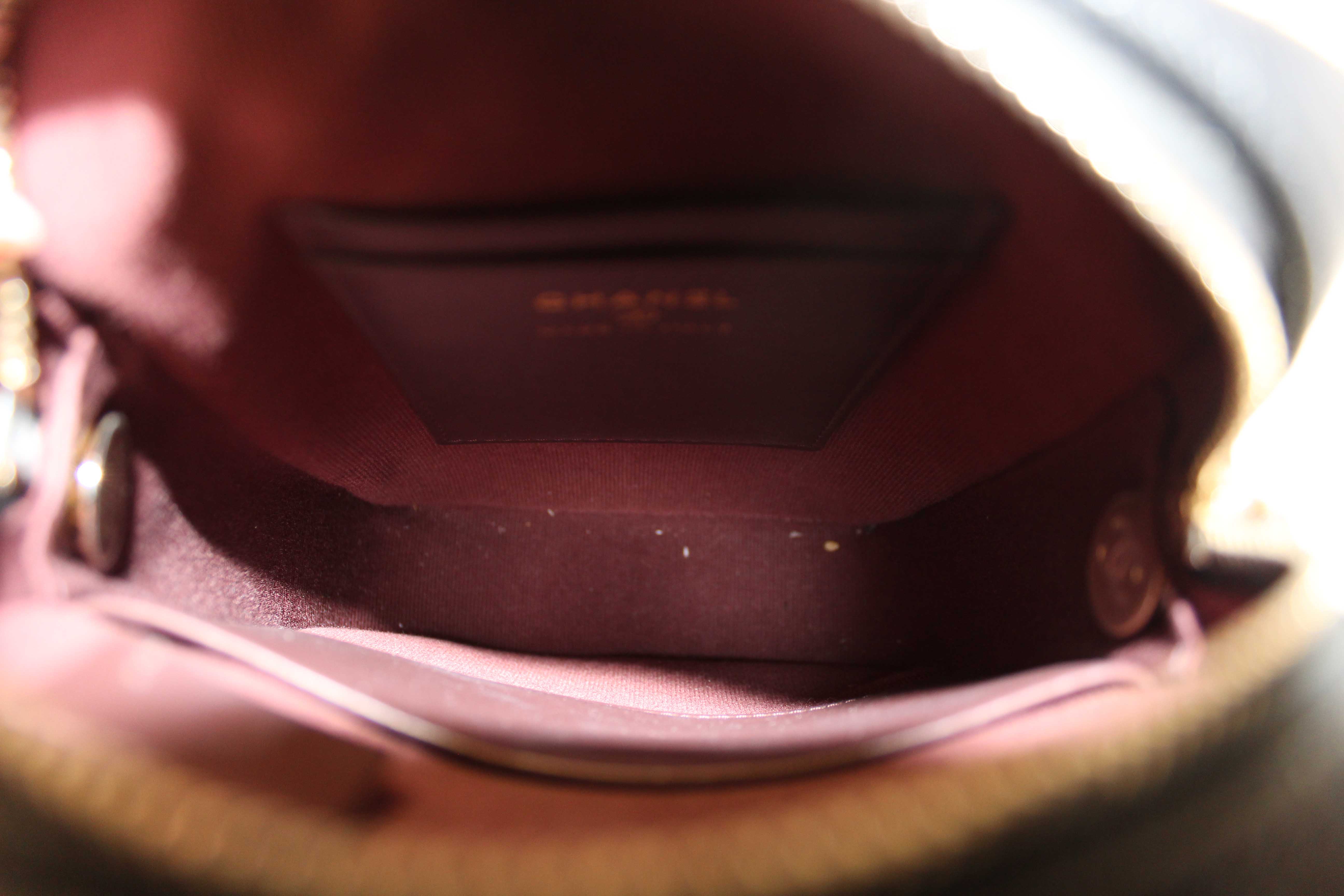 Authentic Chanel Black Caviar Quilted Leather Phone Holder Crossbody Bag