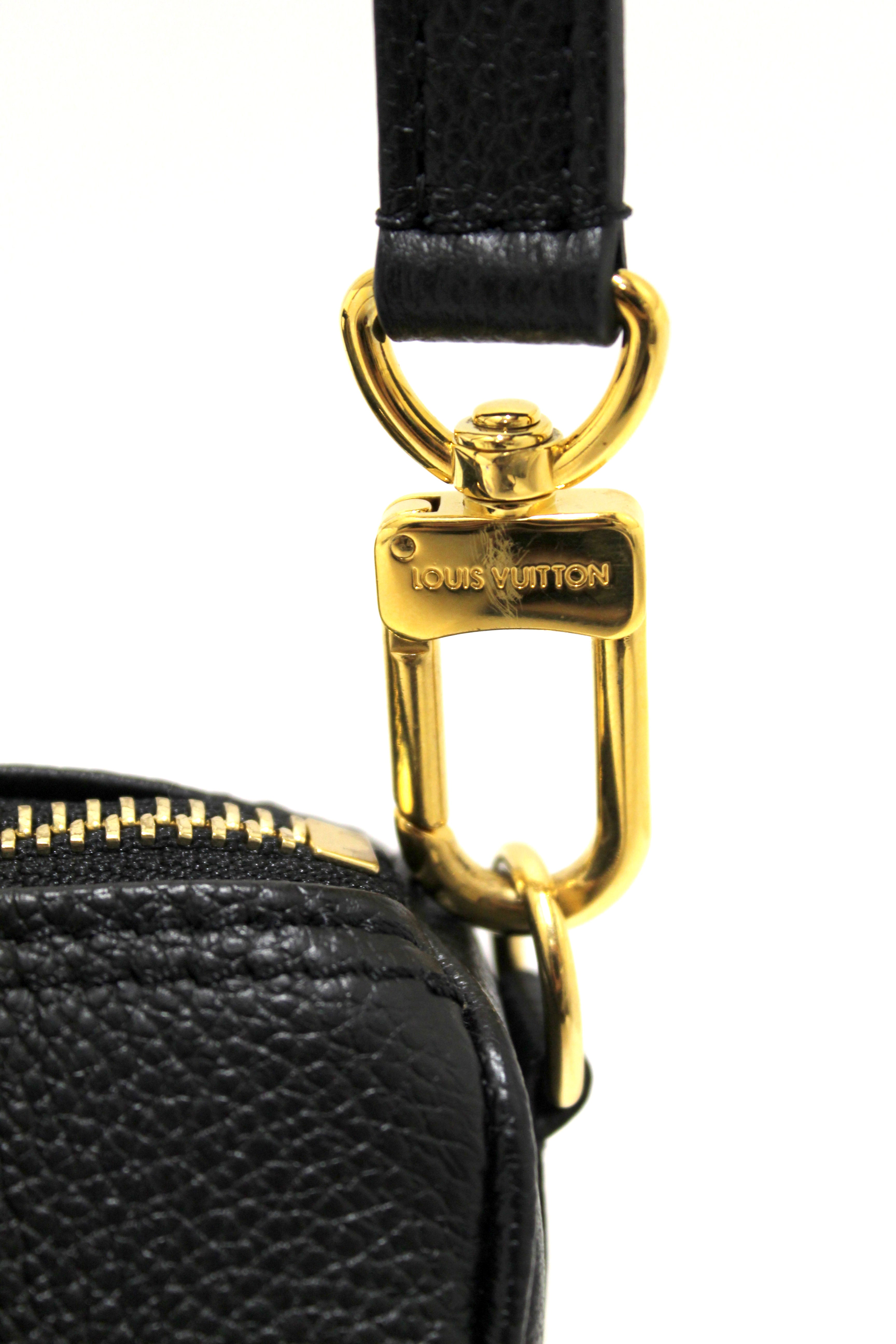 Authentic Louis Vuitton Monogram Black Empreinte Leather Nano Speedy Hand/Shoulder Bag