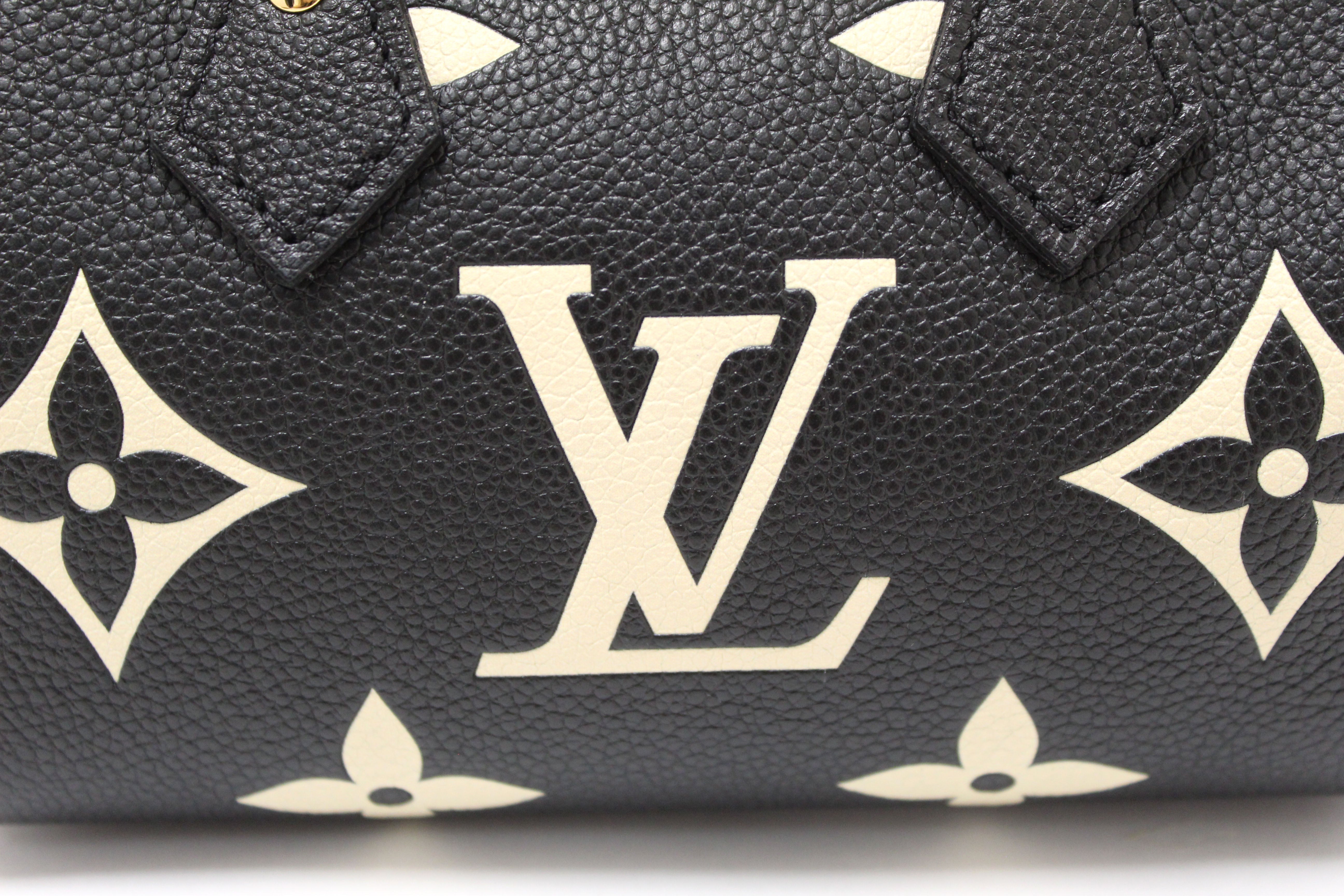 Authentic Louis Vuitton Monogram Black Empreinte Leather Nano Speedy Hand/Shoulder Bag