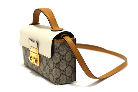 Authentic Gucci GG Supreme Canvas Mini Padlock Top Handle Crossbody Bag 652683