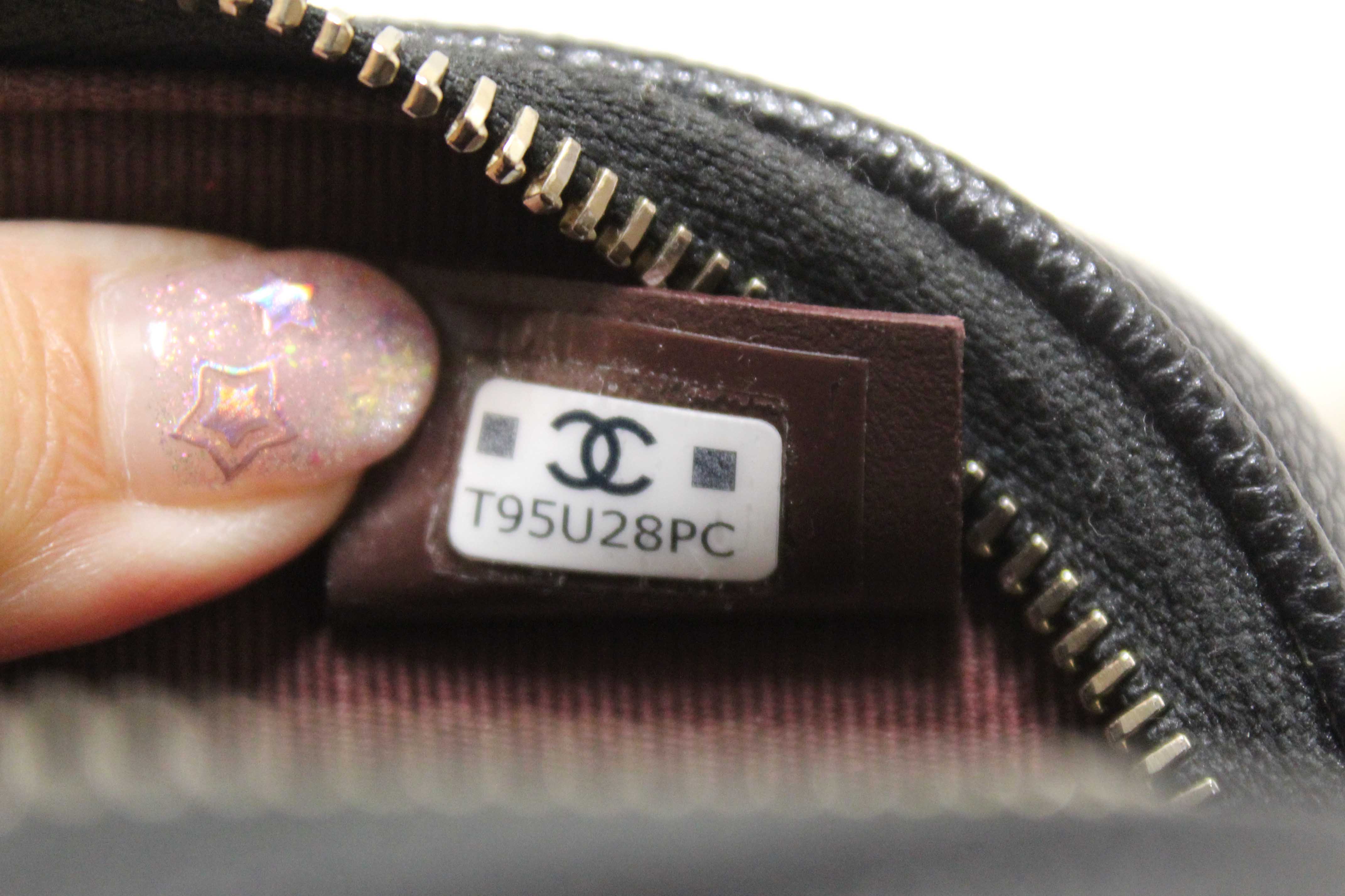 Authentic Chanel Black Caviar Quilted Leather Phone Holder Crossbody Bag