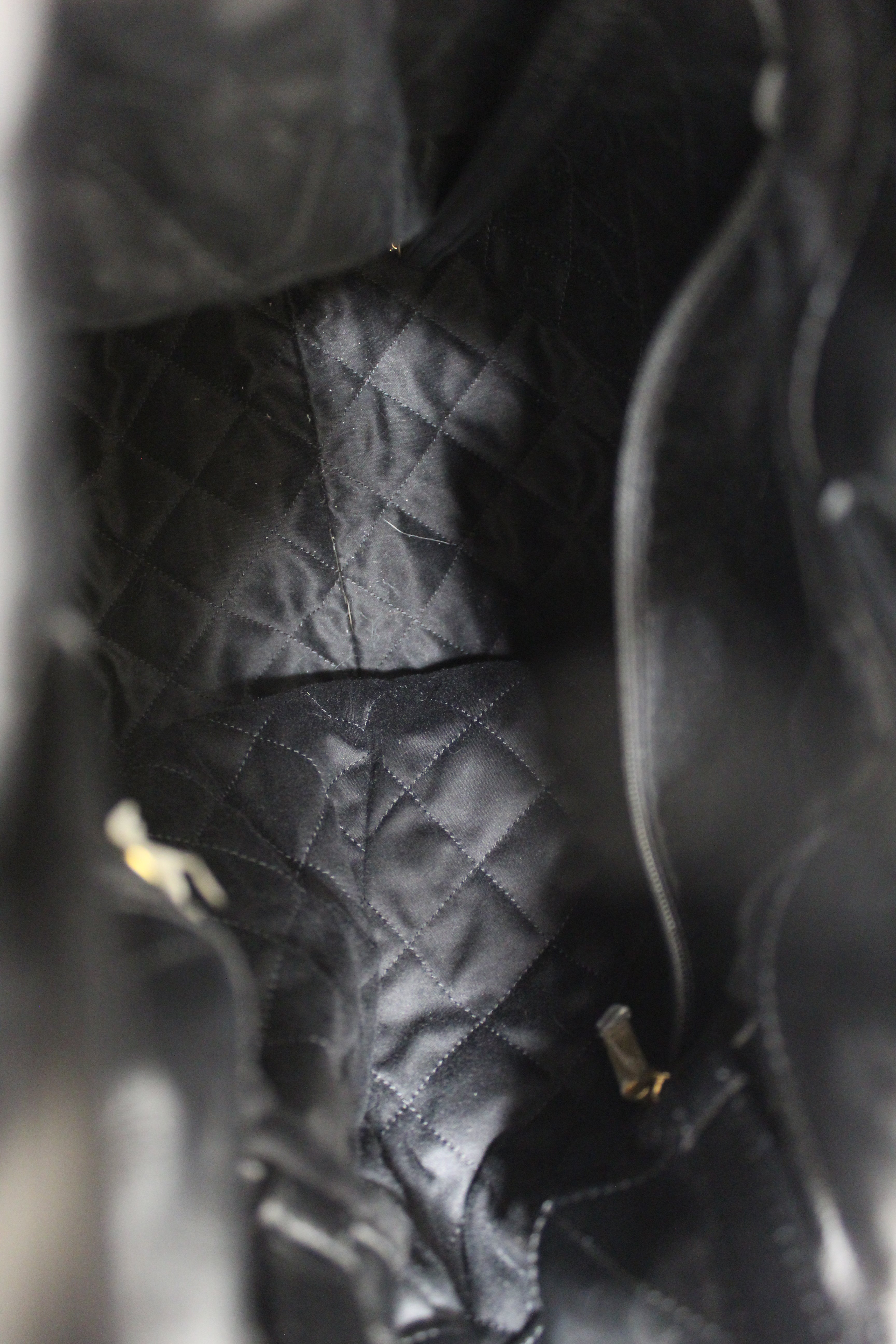 Authentic Chanel Black Chanel 22 Calfskin Leather Drawstring Chain Backpack