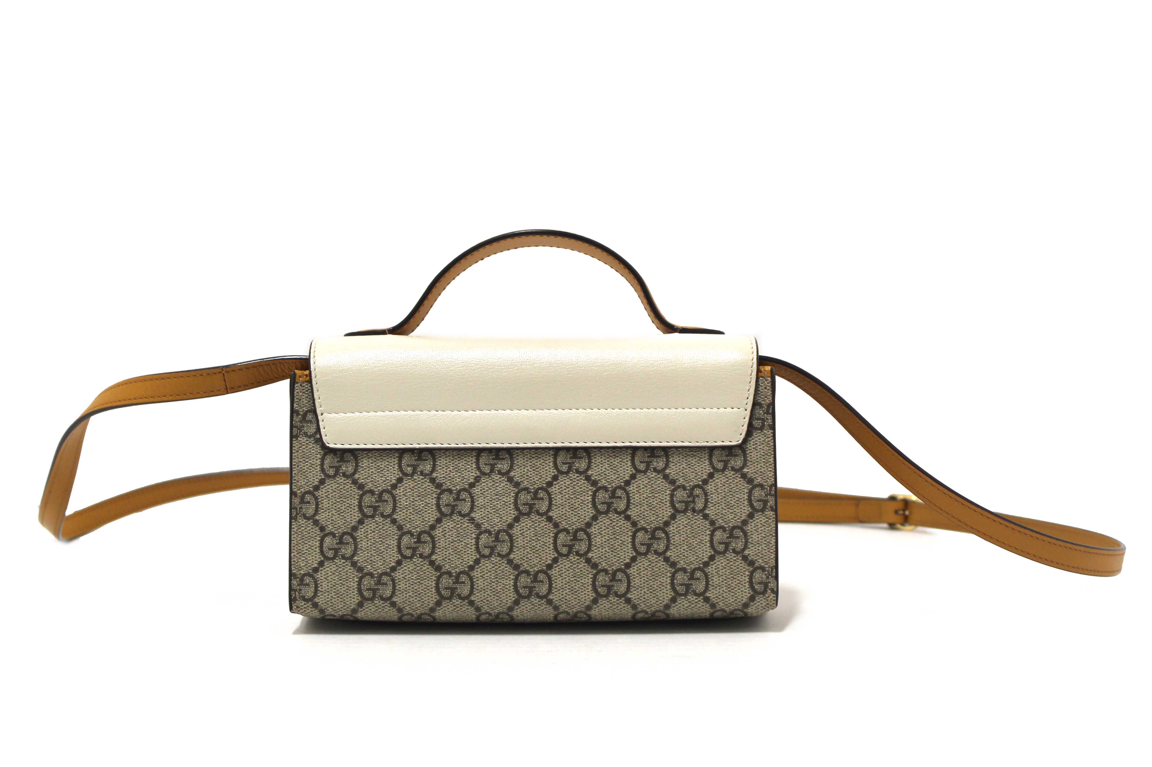 Authentic Gucci GG Supreme Canvas Mini Padlock Top Handle Crossbody Bag 652683