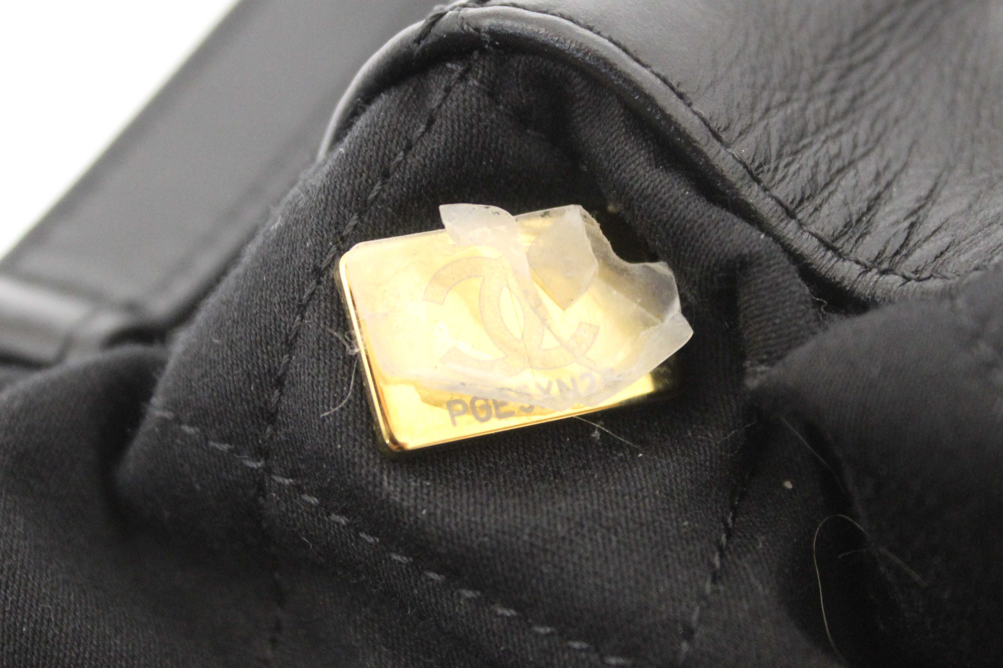 Authentic Chanel Black Chanel 22 Calfskin Leather Drawstring Chain Backpack