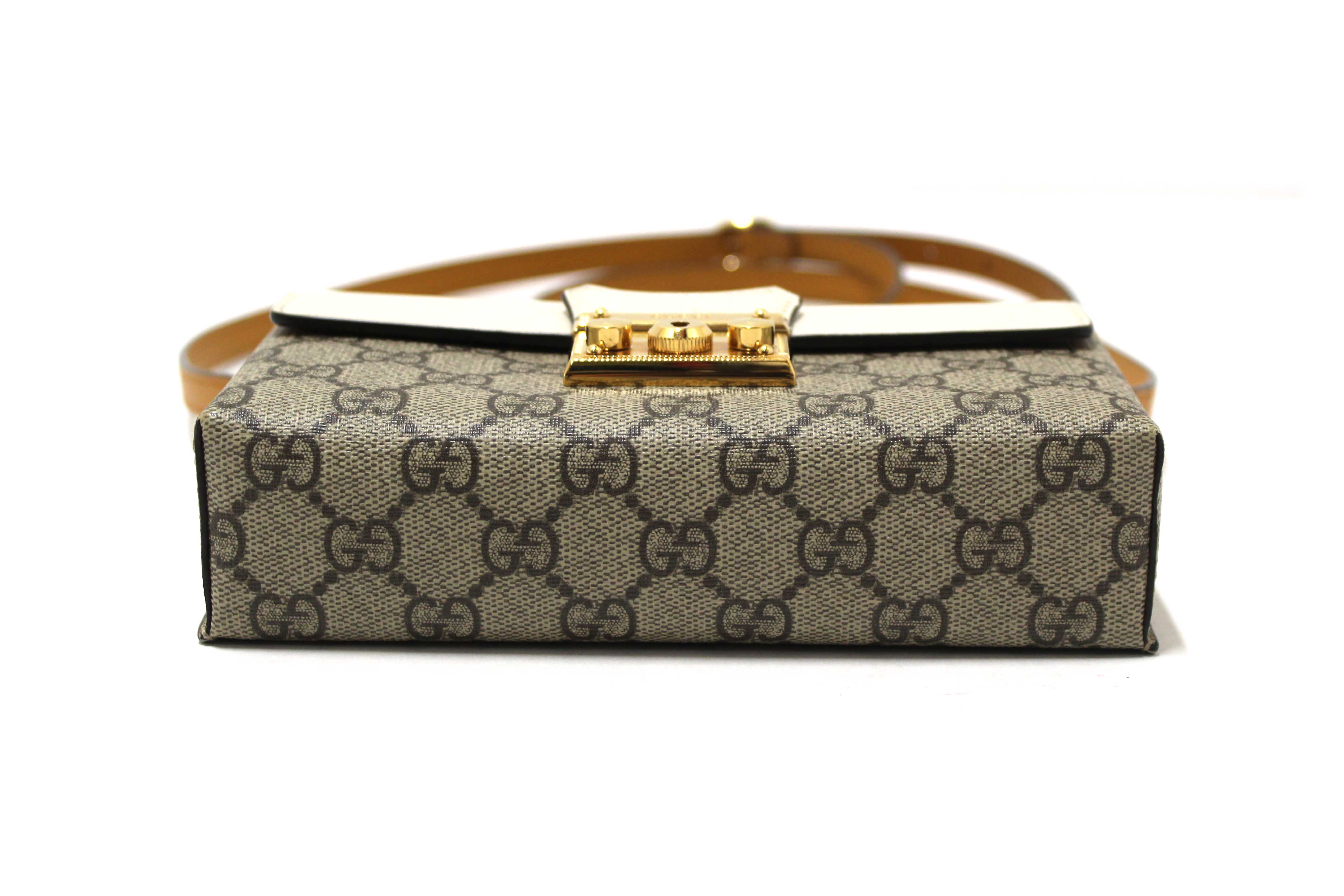 Authentic Gucci GG Supreme Canvas Mini Padlock Top Handle Crossbody Bag 652683