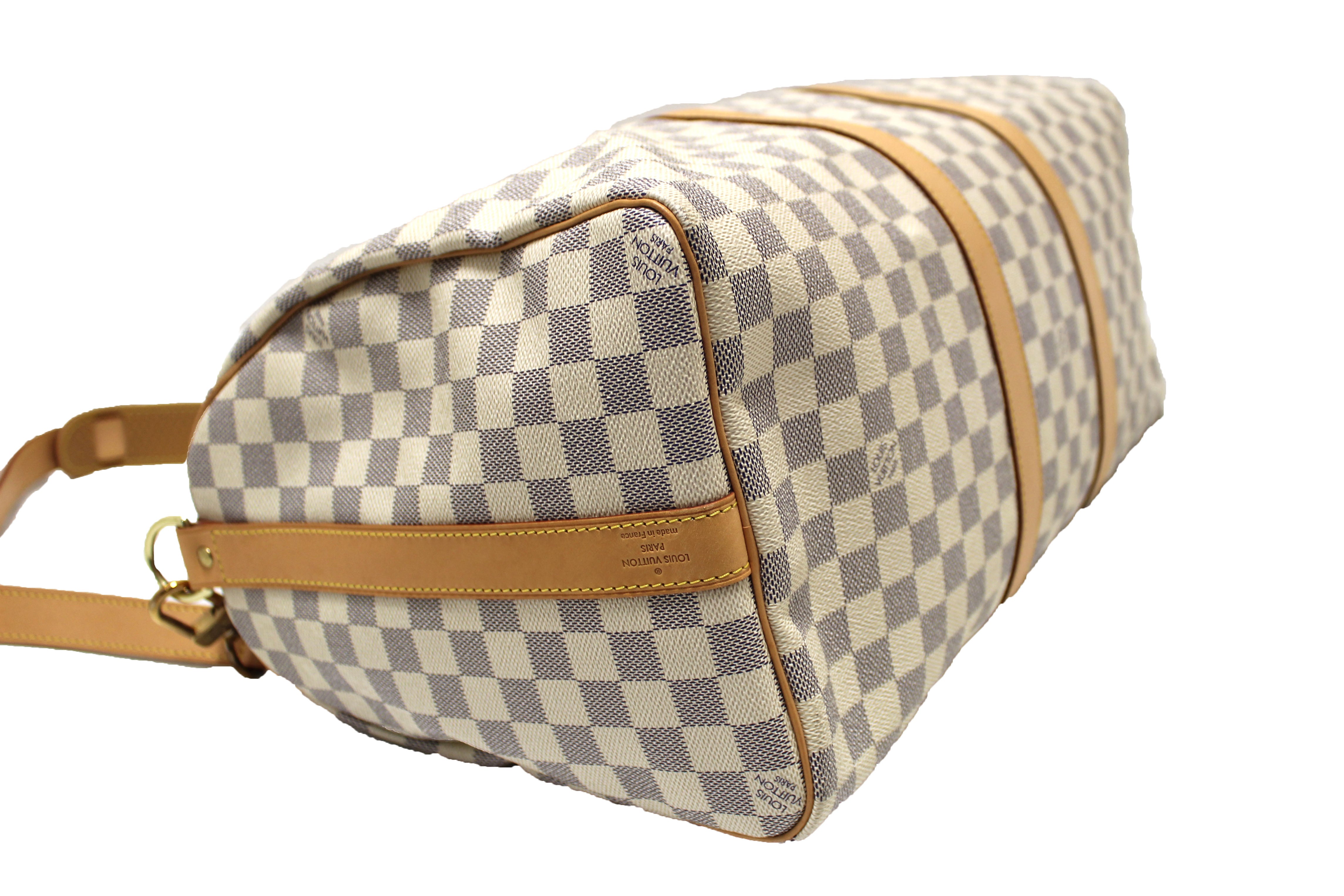 Authentic Louis Vuitton Damier Azur Keepall Bandouliere 45 Travel Bag