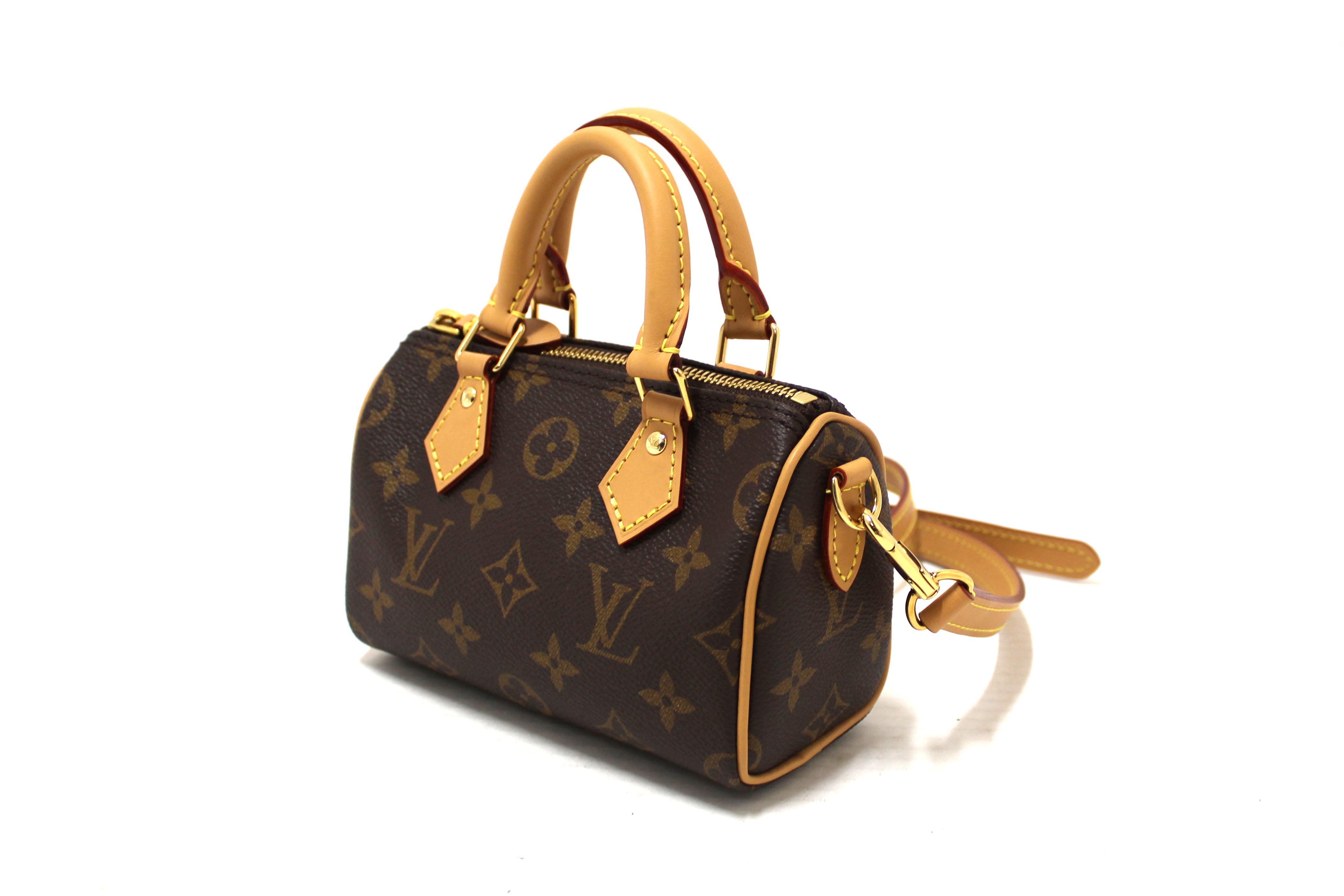 Authentic Louis Vuitton Classic Monogram Nano Speedy Hand/Shoulder Bag