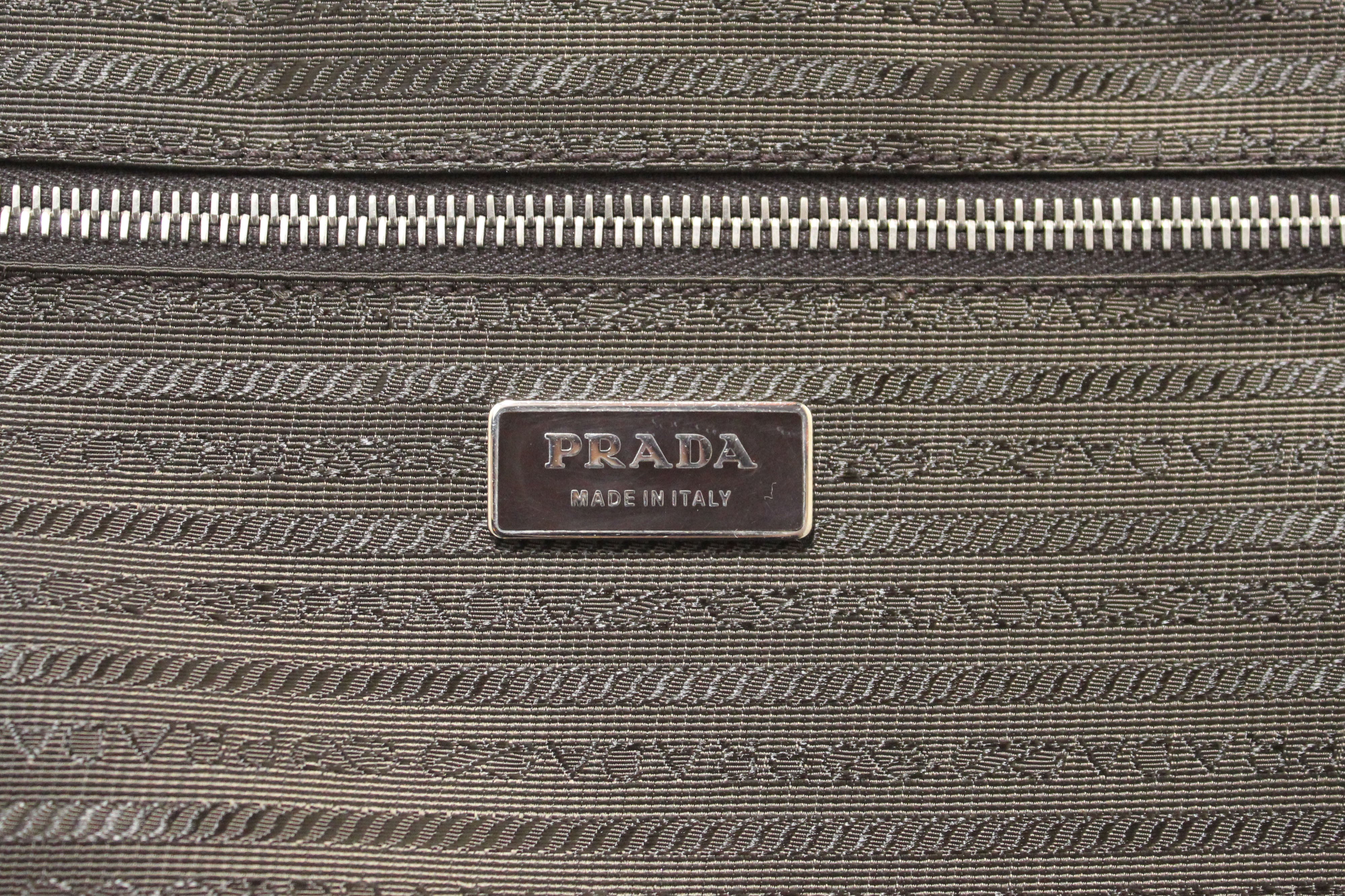 Authentic Prada Brown Saffiano Leather Travel Trolley Rolling Luggage