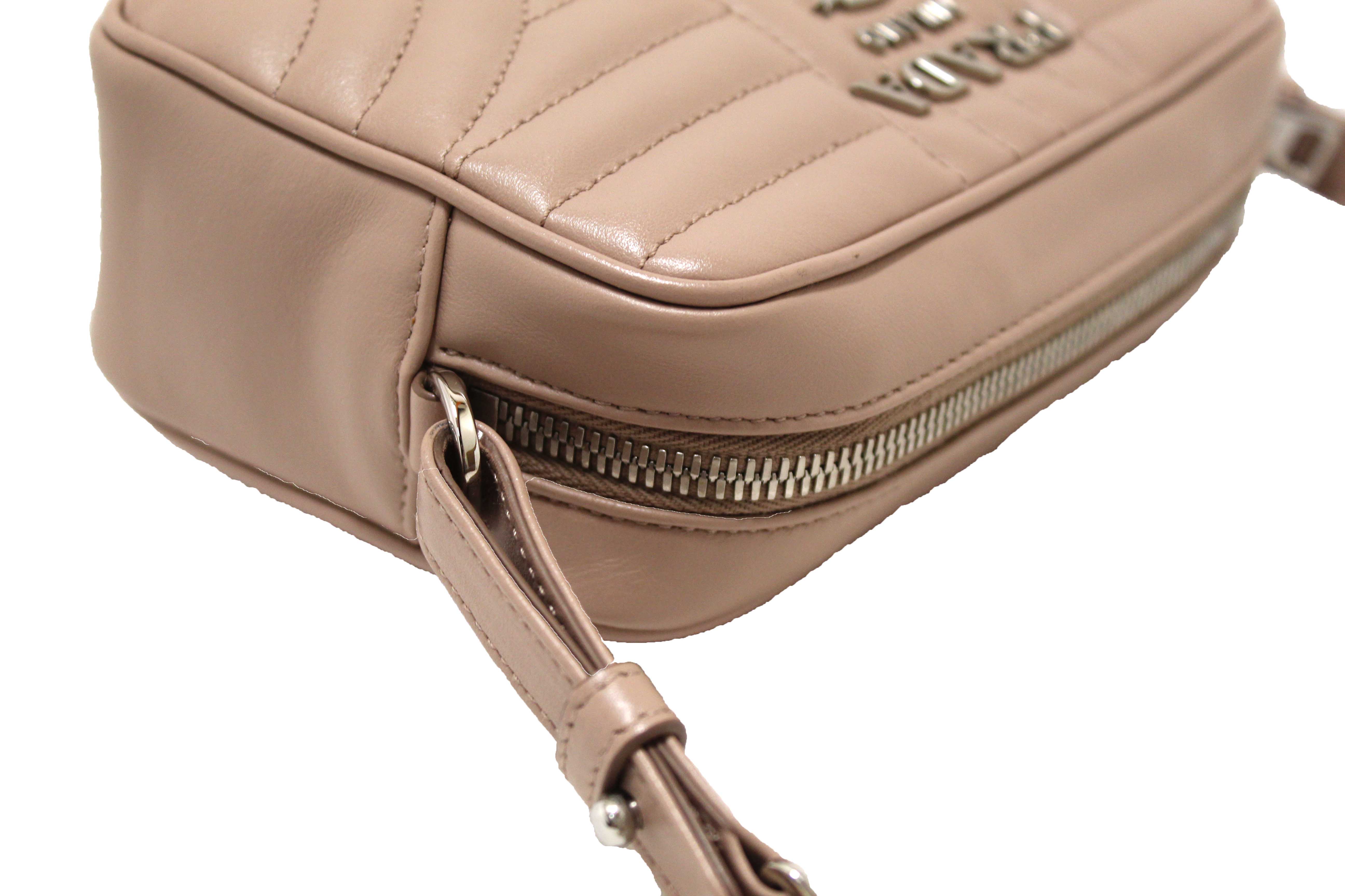 Authentic Prada Camera Diagramme Mini Pink Quilted Crossbody Bag