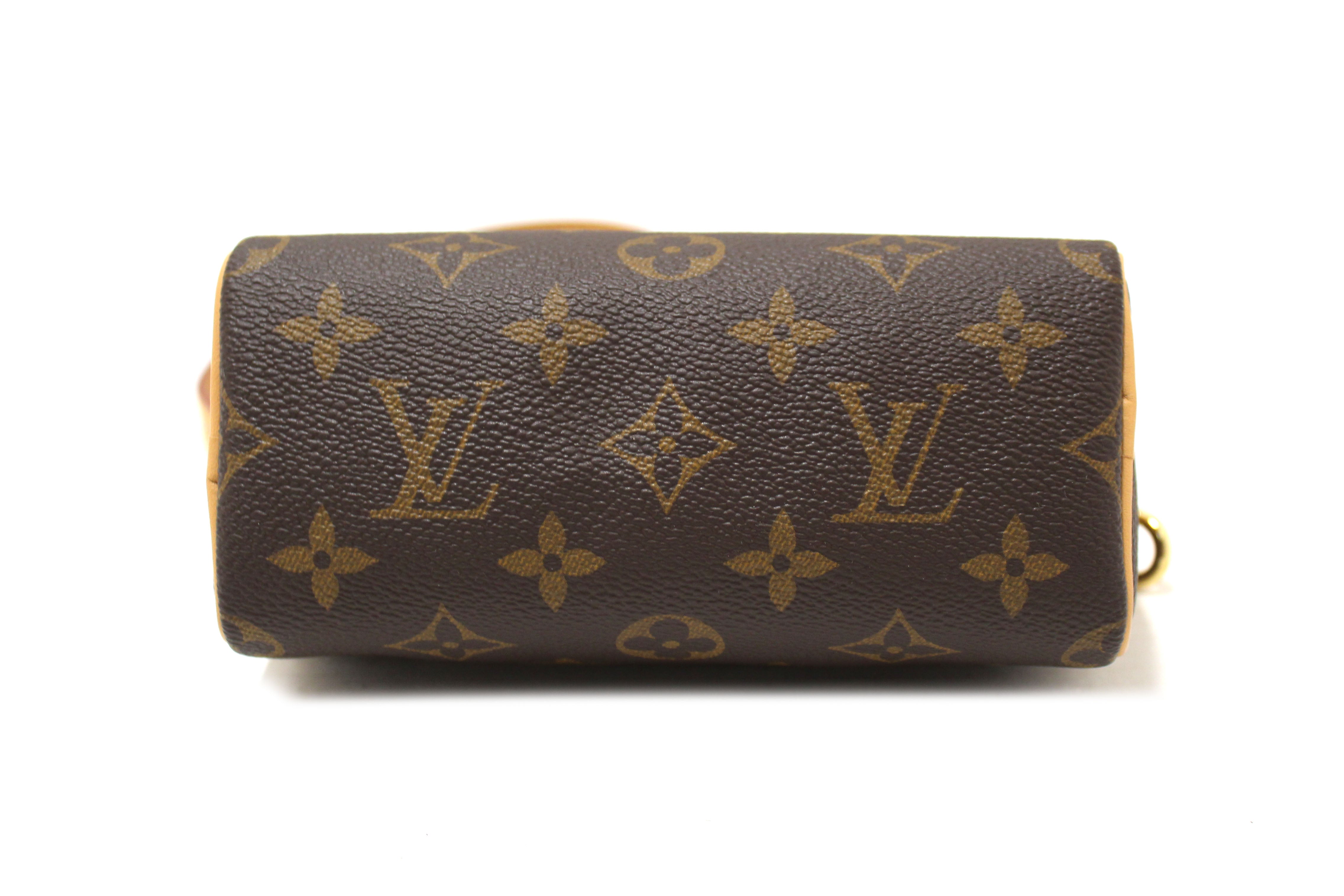 Authentic Louis Vuitton Classic Monogram Nano Speedy Hand/Shoulder Bag