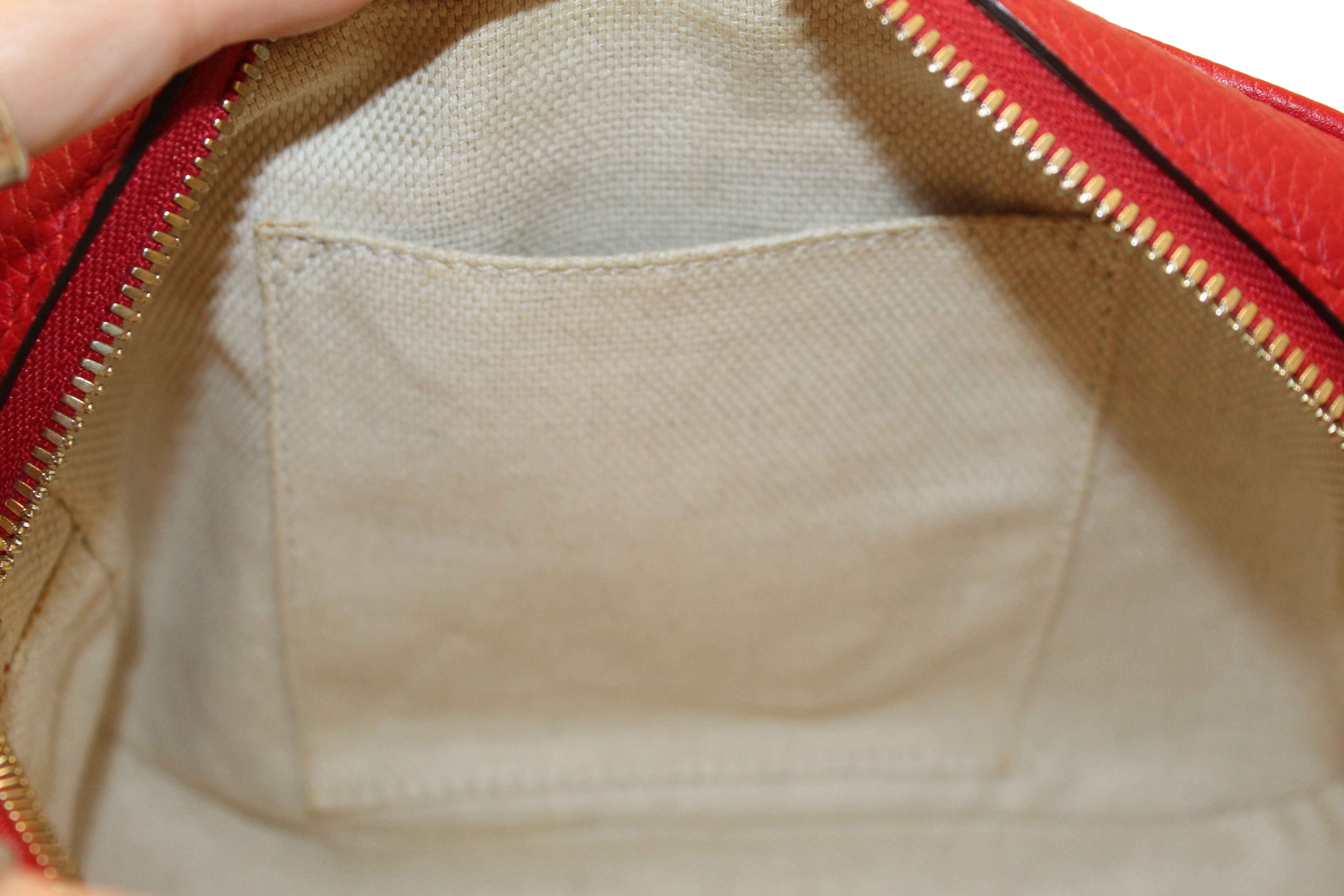 Authentic Gucci Red Soho Leather Small Disco Messenger Bag