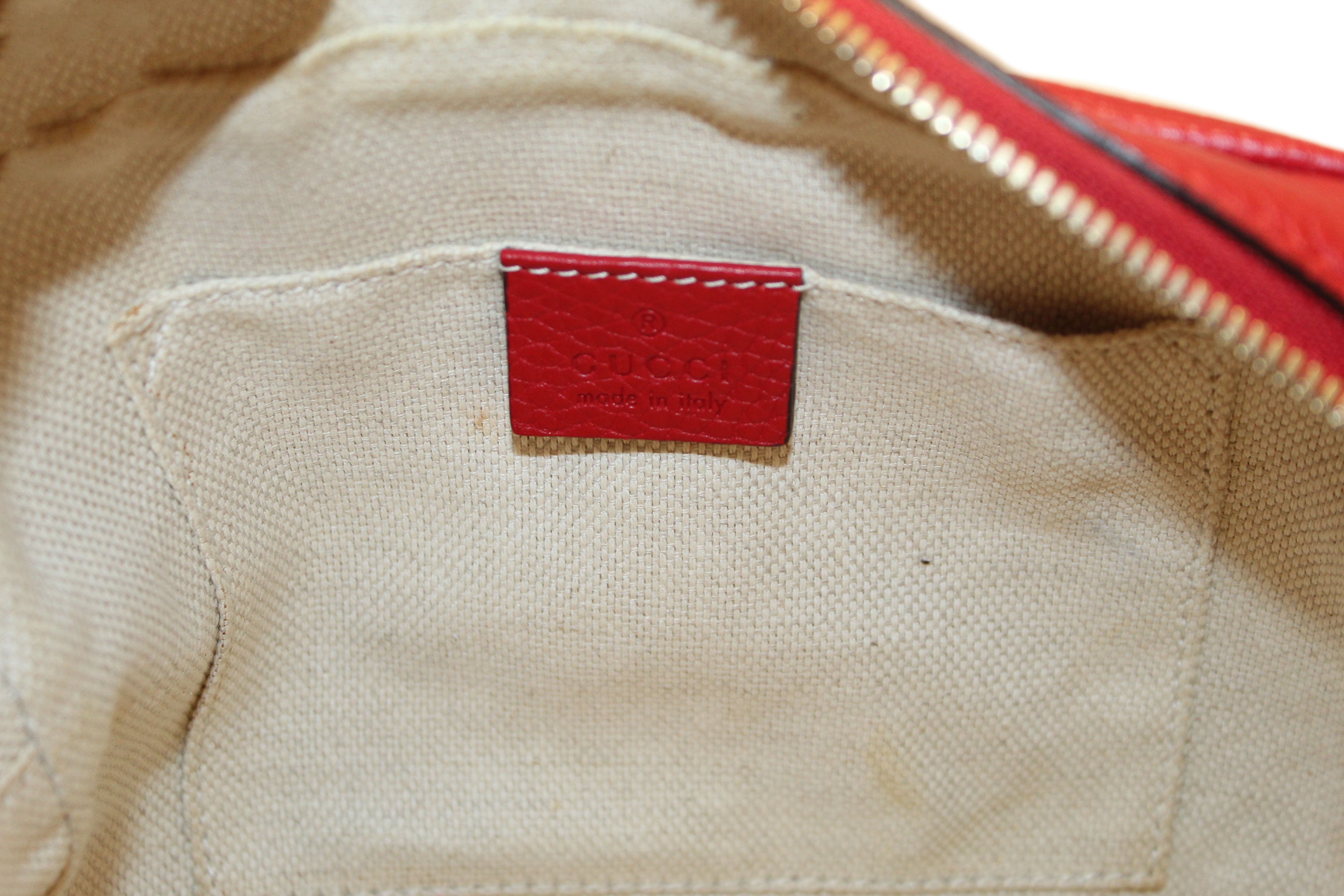 Authentic Gucci Red Soho Leather Small Disco Messenger Bag