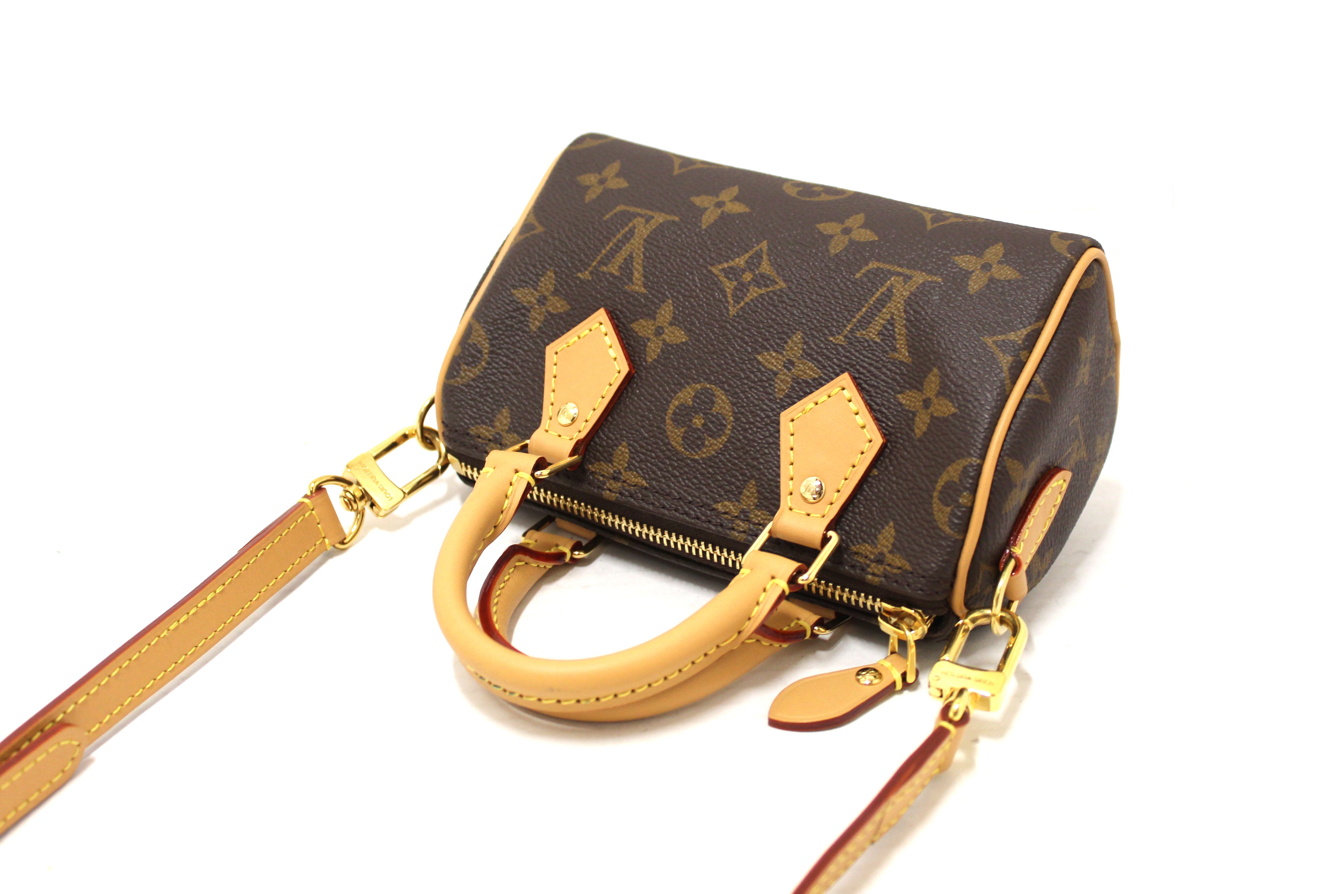 Authentic Louis Vuitton Classic Monogram Nano Speedy Hand/Shoulder Bag