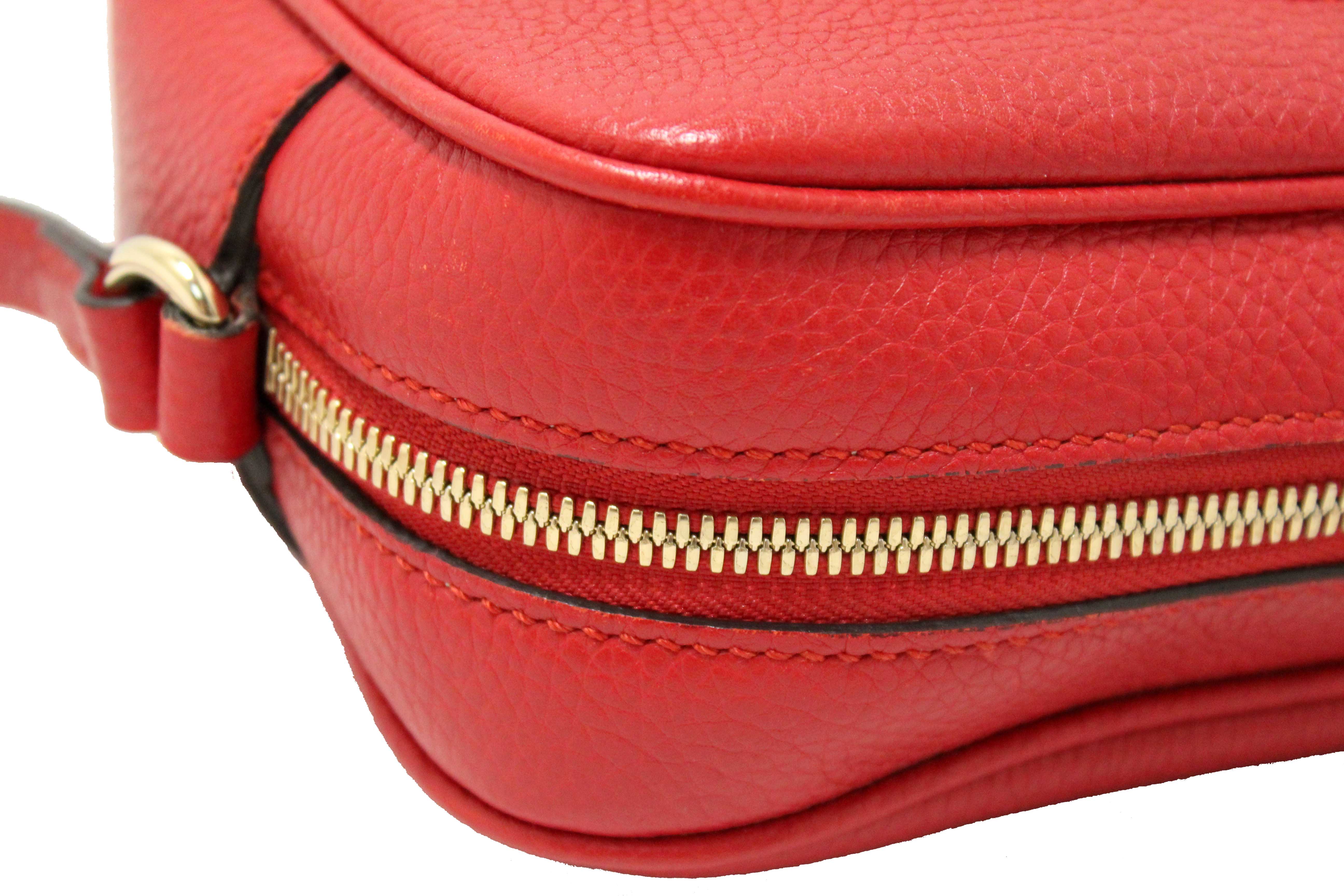 Authentic Gucci Red Soho Leather Small Disco Messenger Bag